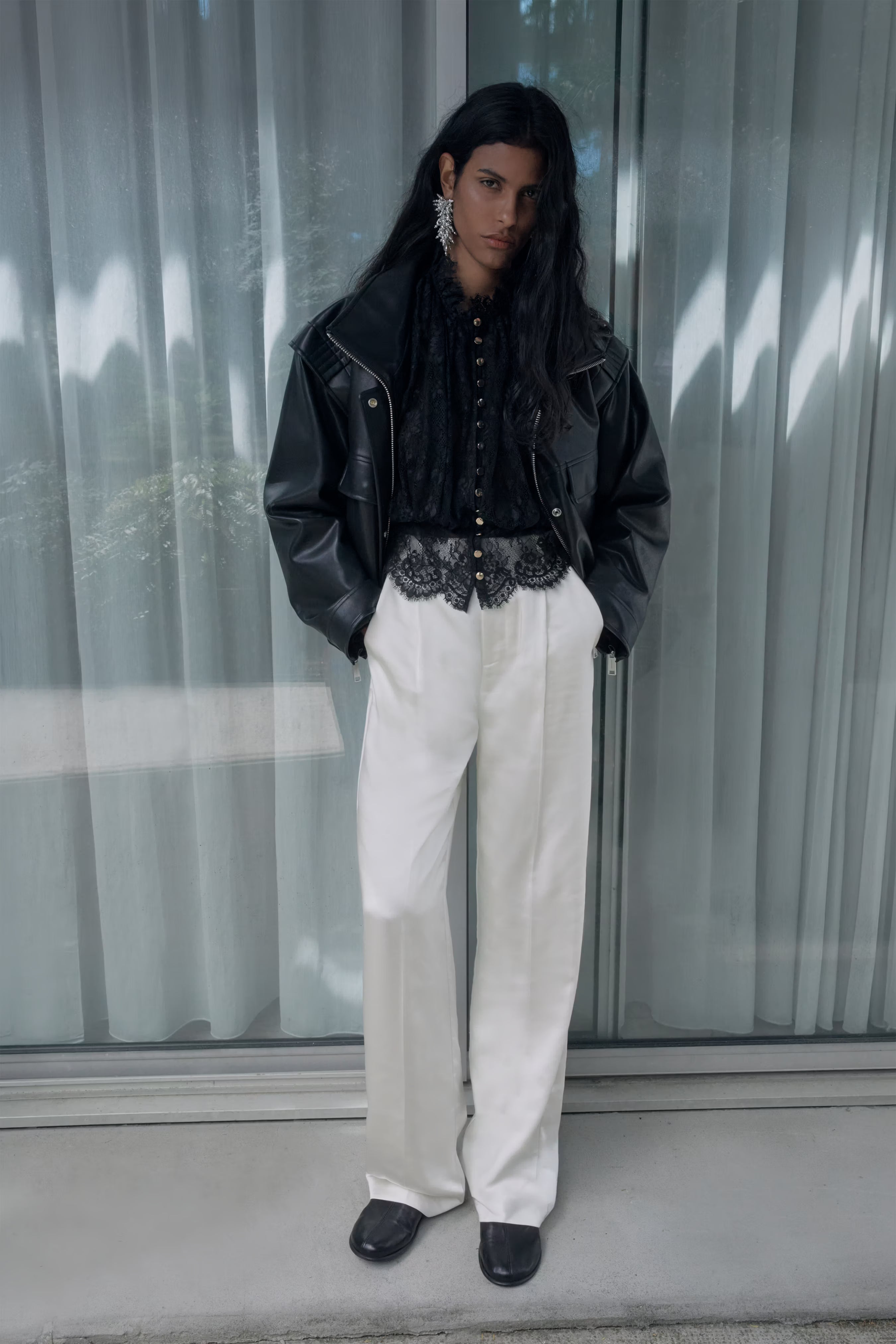 Self Portrait Cream Satin Trousers Satinhose Creme High Waist