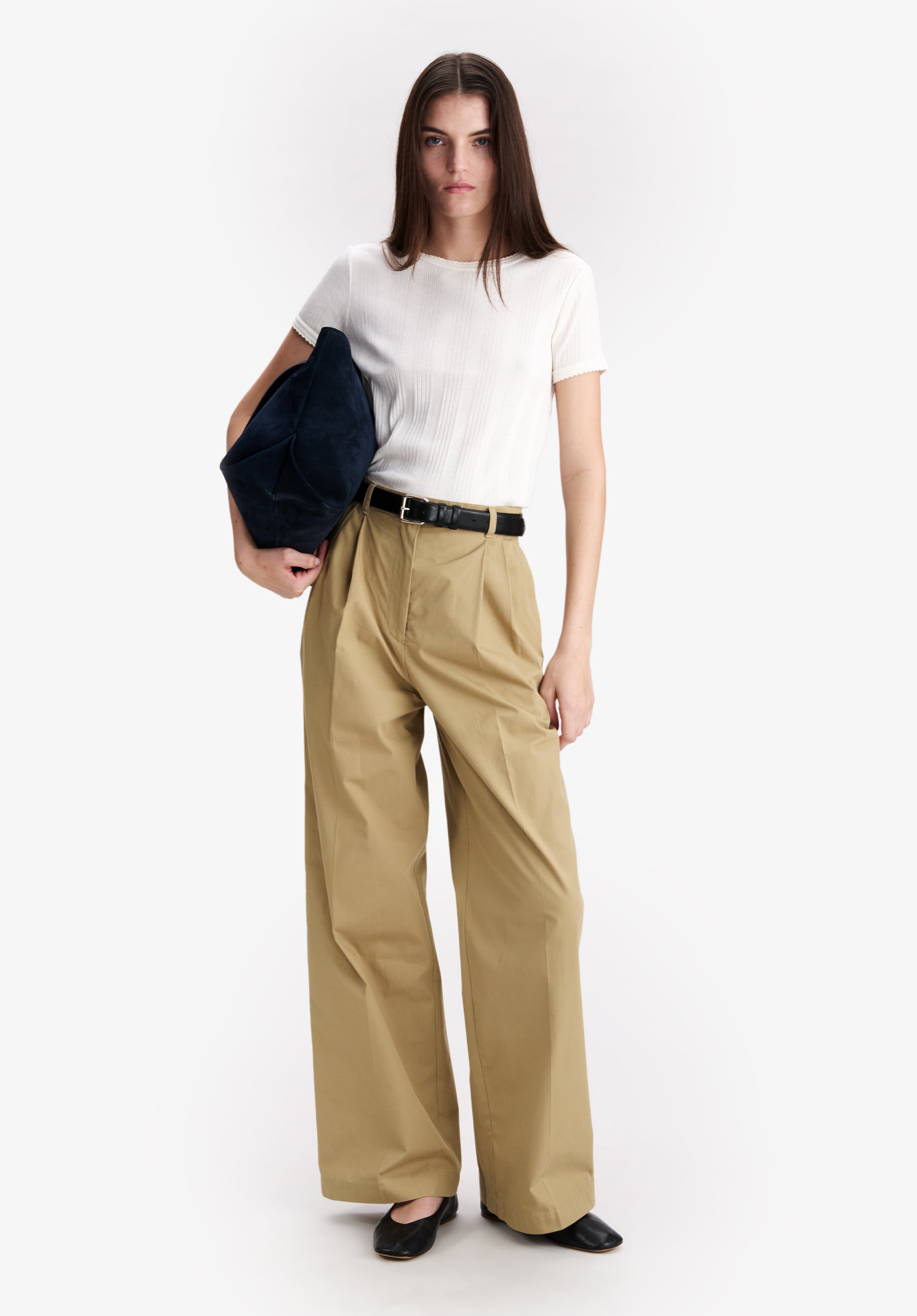A.P.C. Hose Beige Weit Bio-Baumwolle Gr. 38 Mittelhoch