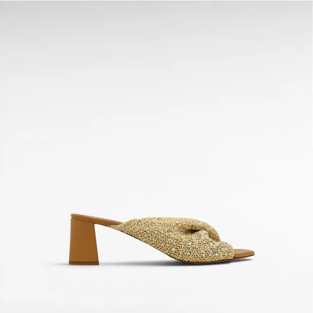 Gedebe Mariel Mule Leder Raffia mit Kristallen