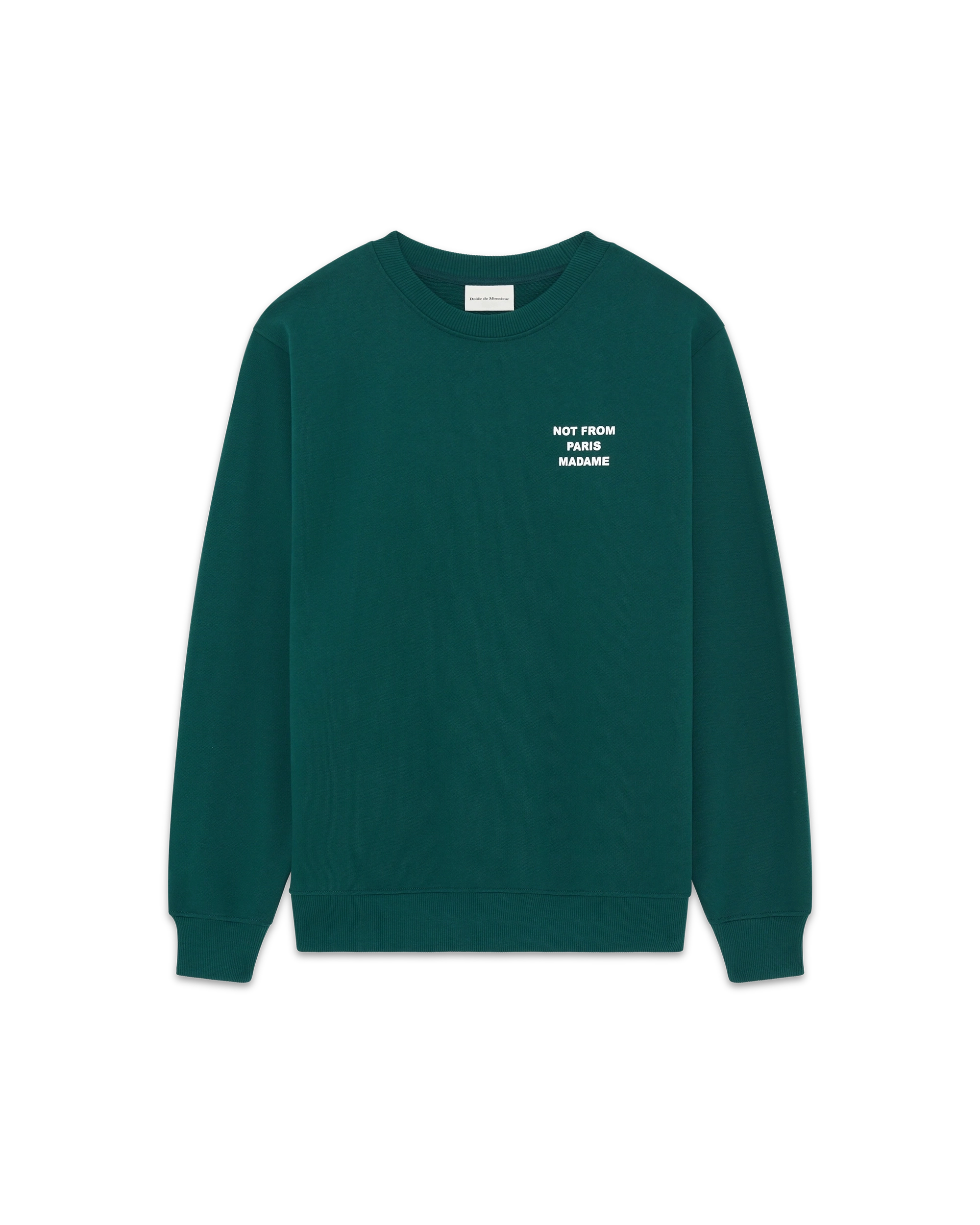 Drôle De Monsieur Slogan Sweatshirt Baumwolle Dunkelgrün