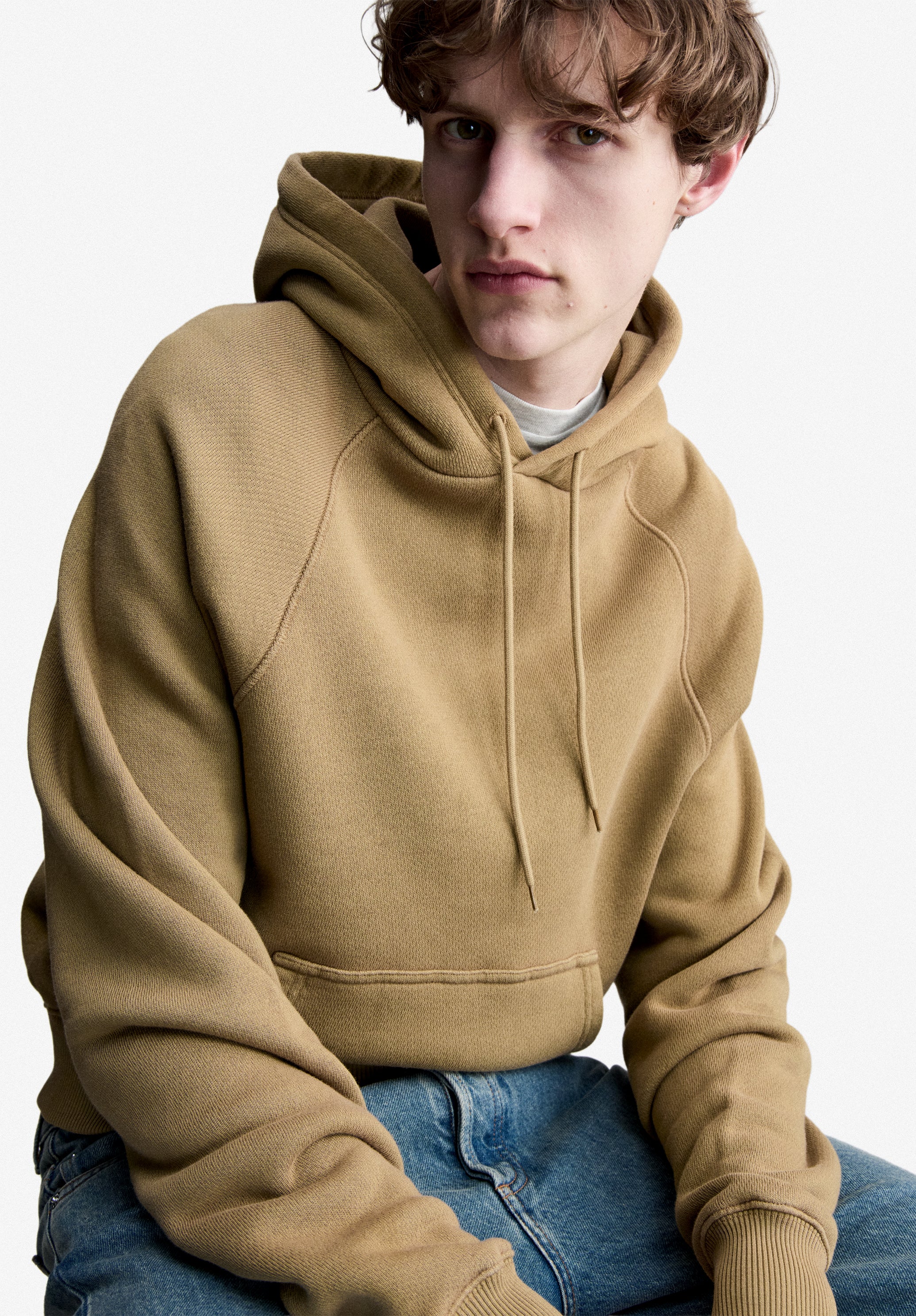 A.P.C. Raglan Hoodie Taupe Bio-Baumwolle Größe M