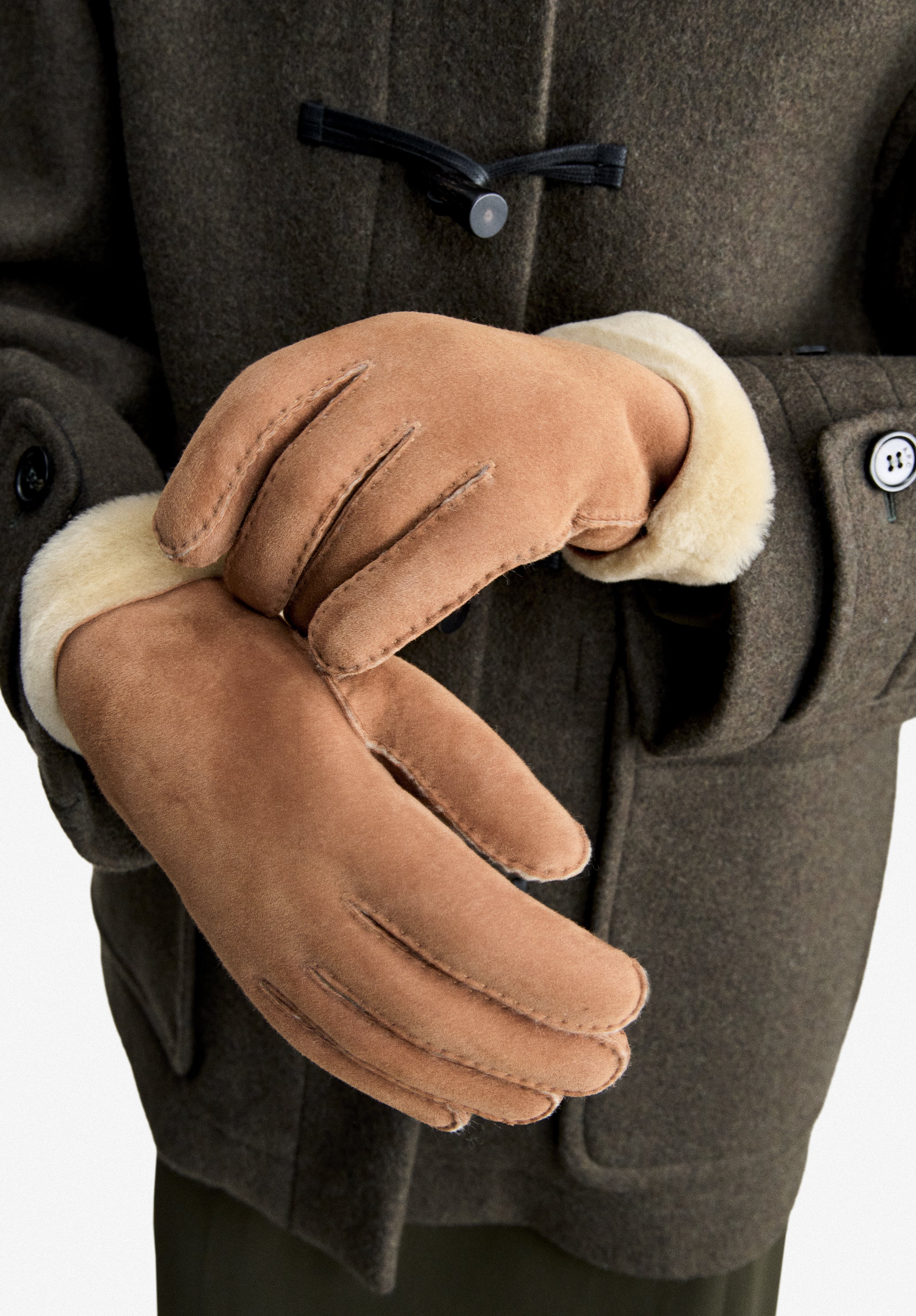 A.P.C. Handschuhe Veloursleder 7 gefüttert Logo
