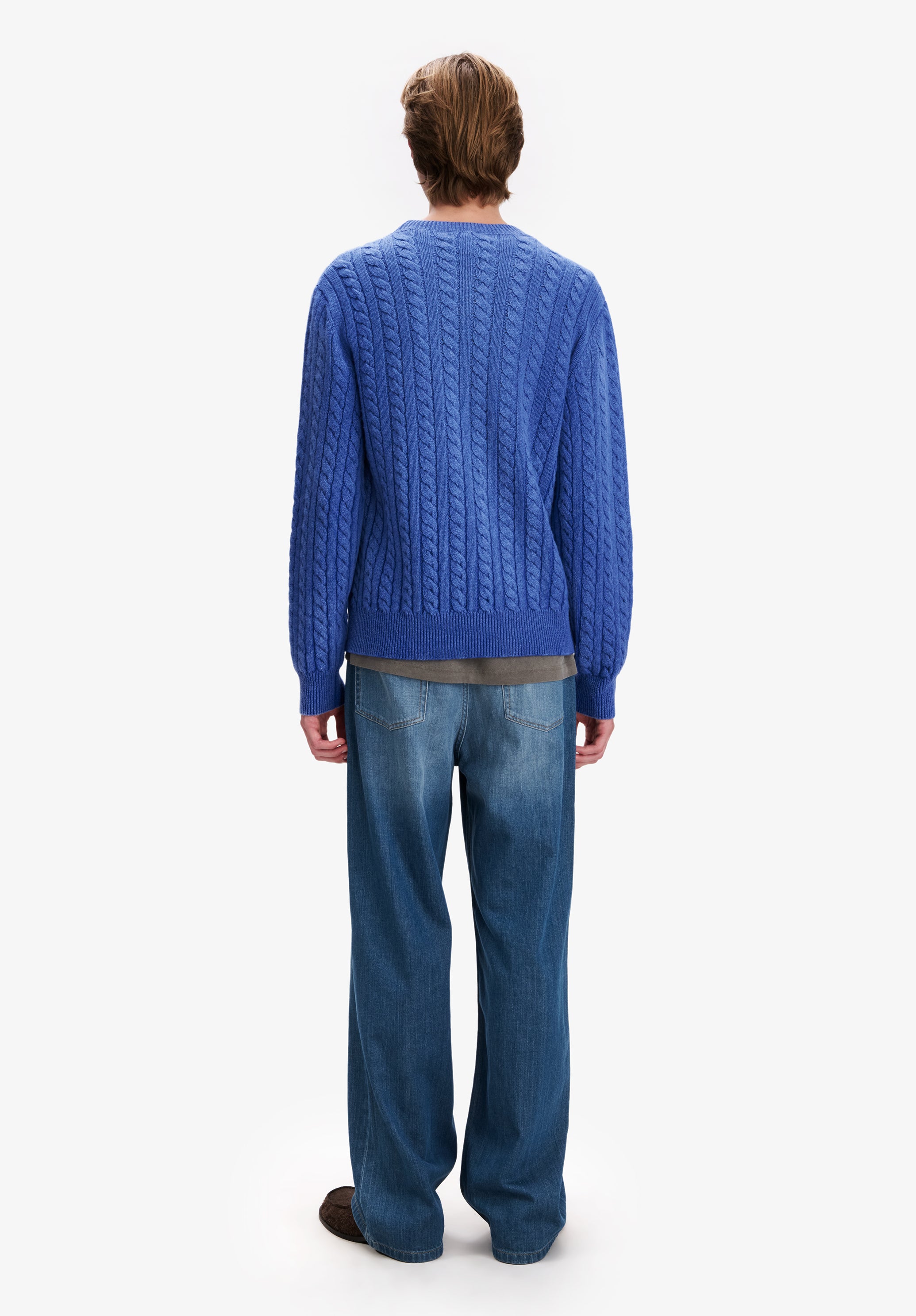 A.P.C. Zopfstrickpullover blau Kaschmirwolle weiter Schnitt