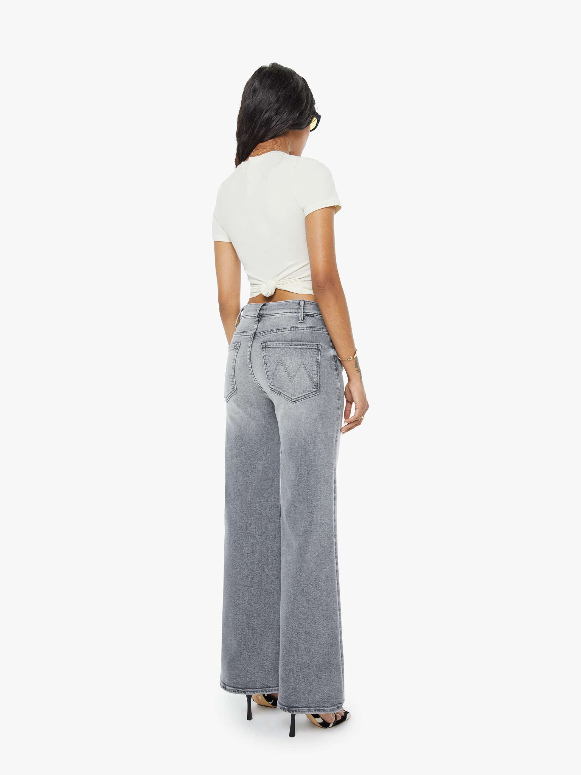 Mother Denim Lil Hustler Roller Skimp Jeans Grau Petite