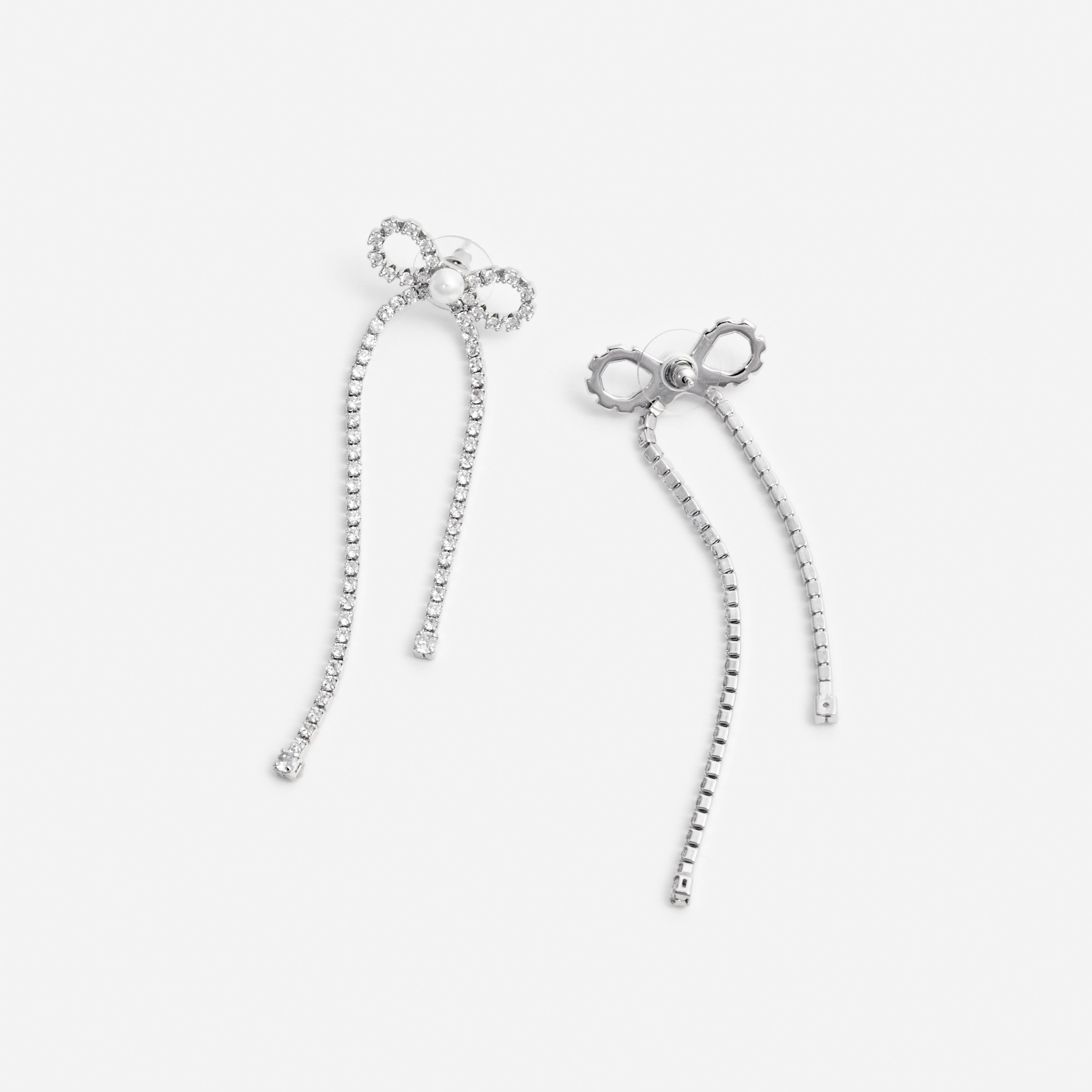 Self Portrait Jewellery Crystal Droplet Bow Earrings Ohrringe Silber