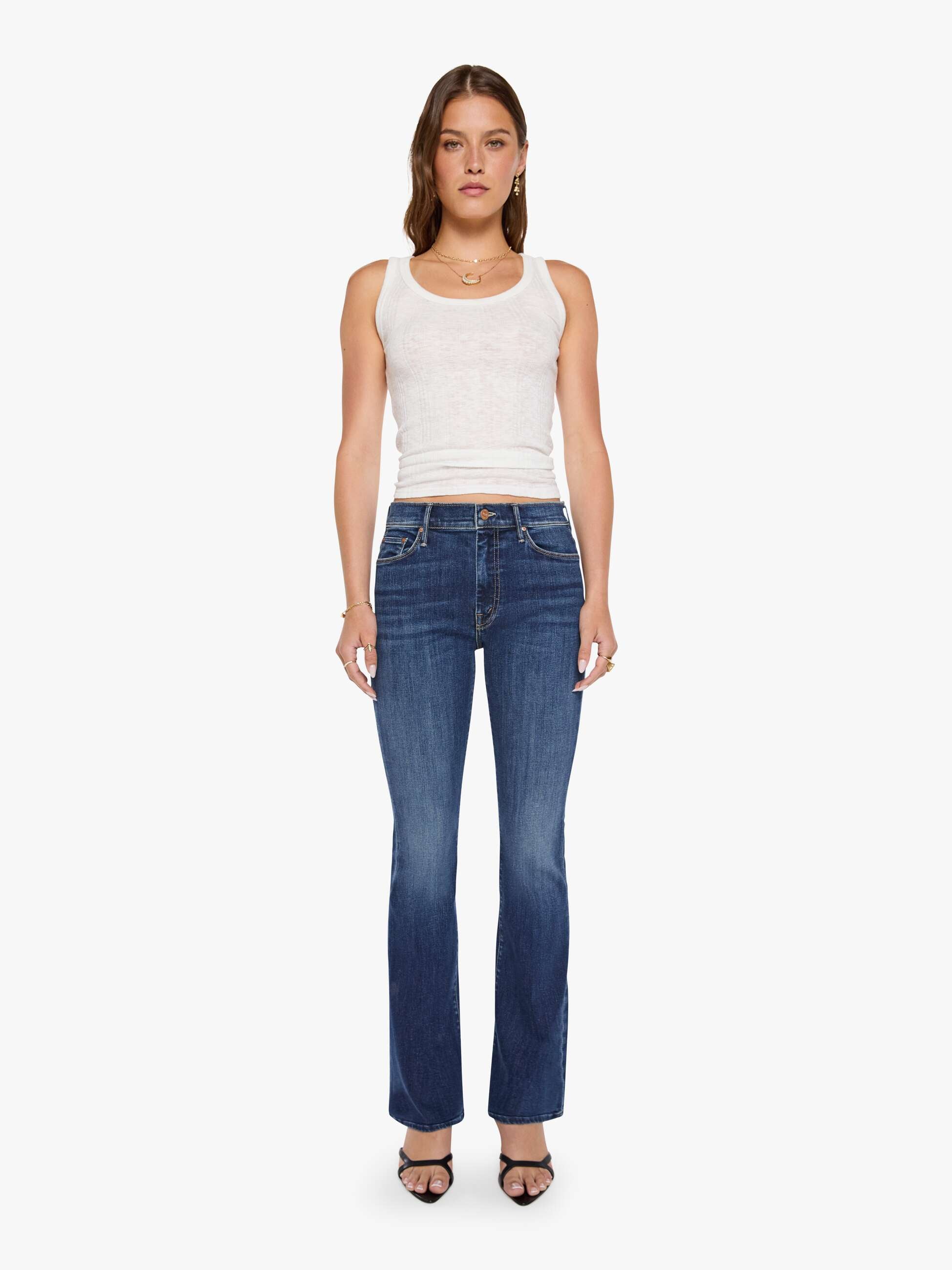 Mother Weekender Flare Jeans Dunkelblau Backstage Pass