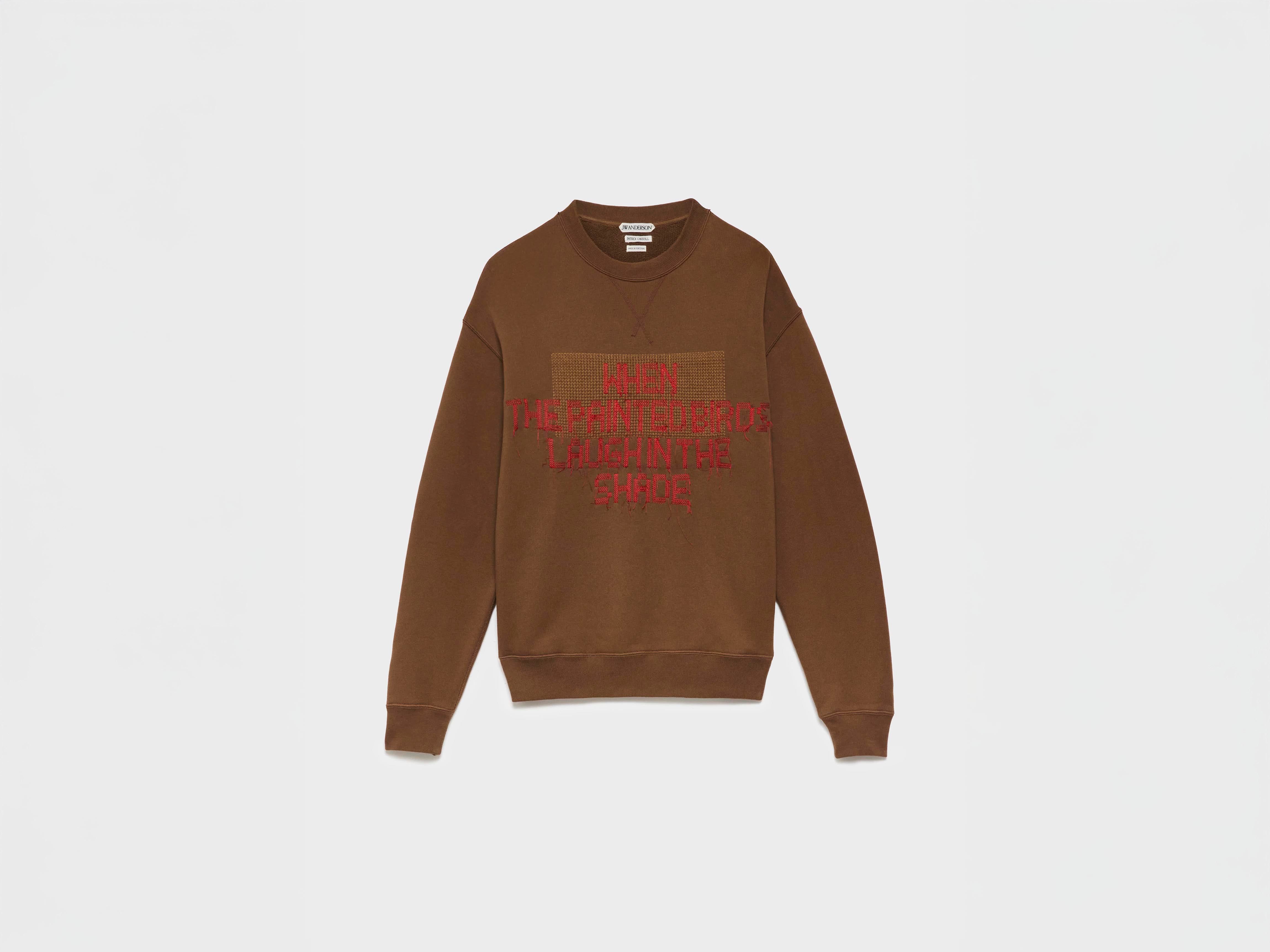 J.W.Anderson Hoodies Painted Birds Sweatshirt Walnuss