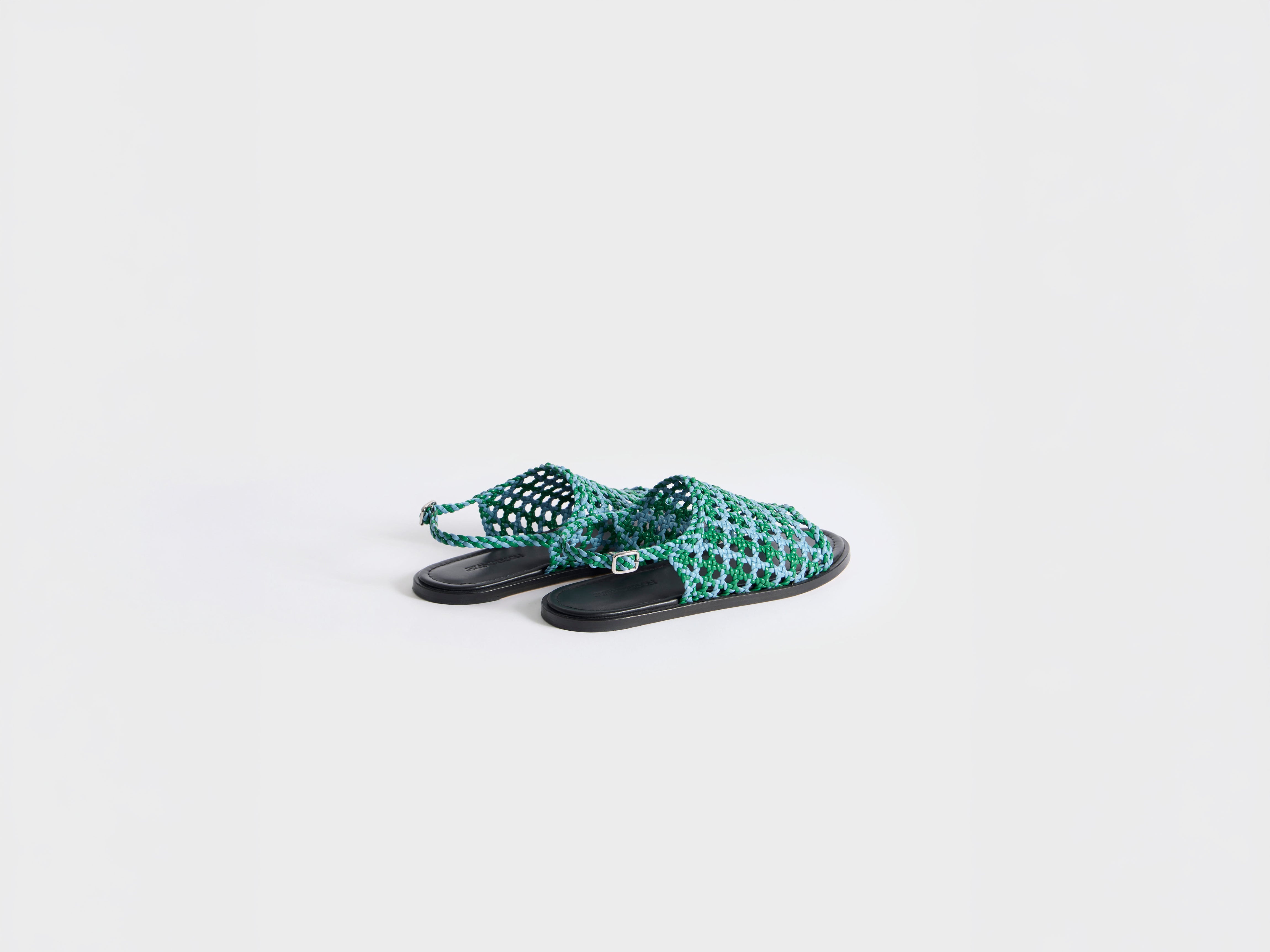 J.W.Anderson Woven Leather Sandal Blau Grün Nappa