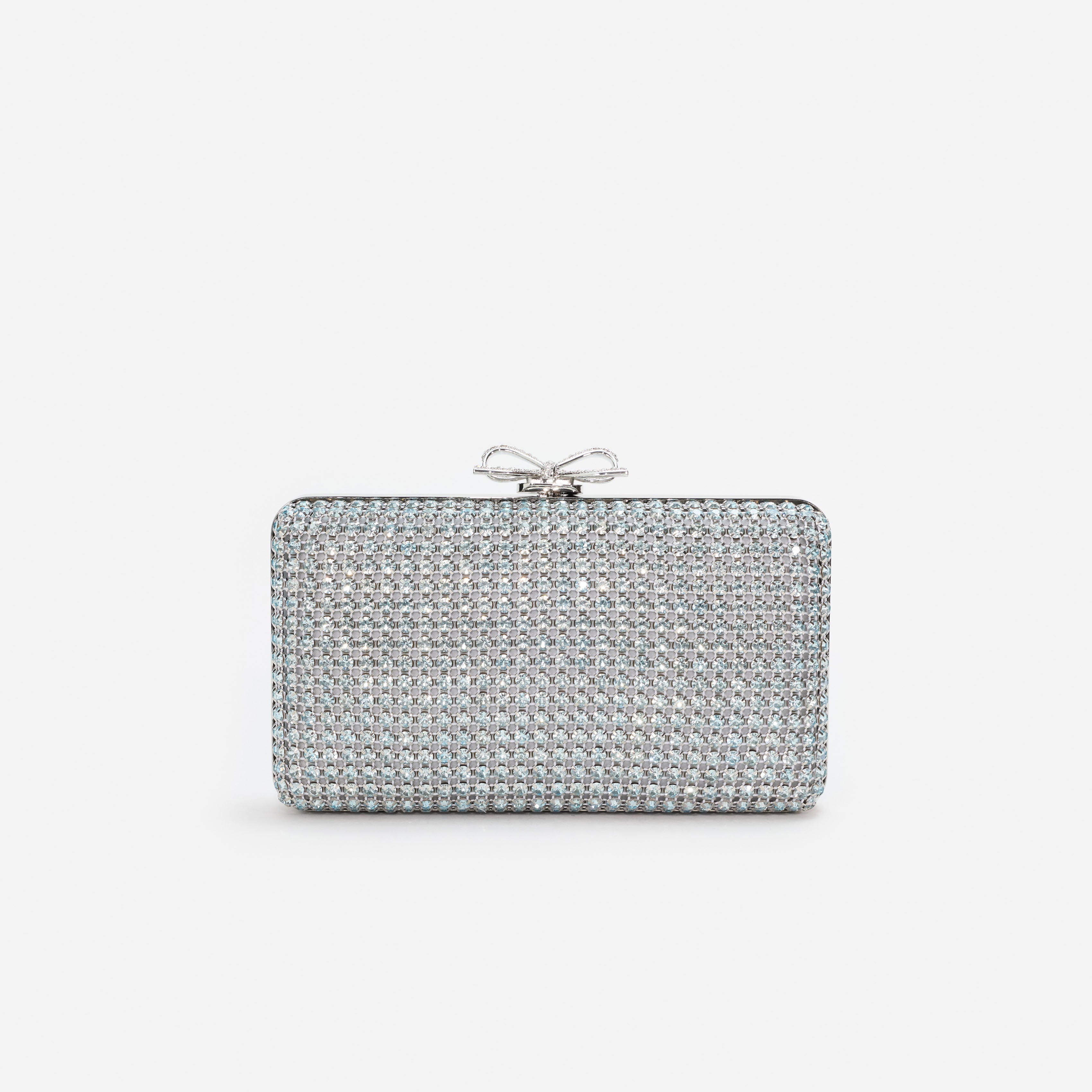 Self Portrait Handbags Blue Crystal Chainmail Clutch Blau