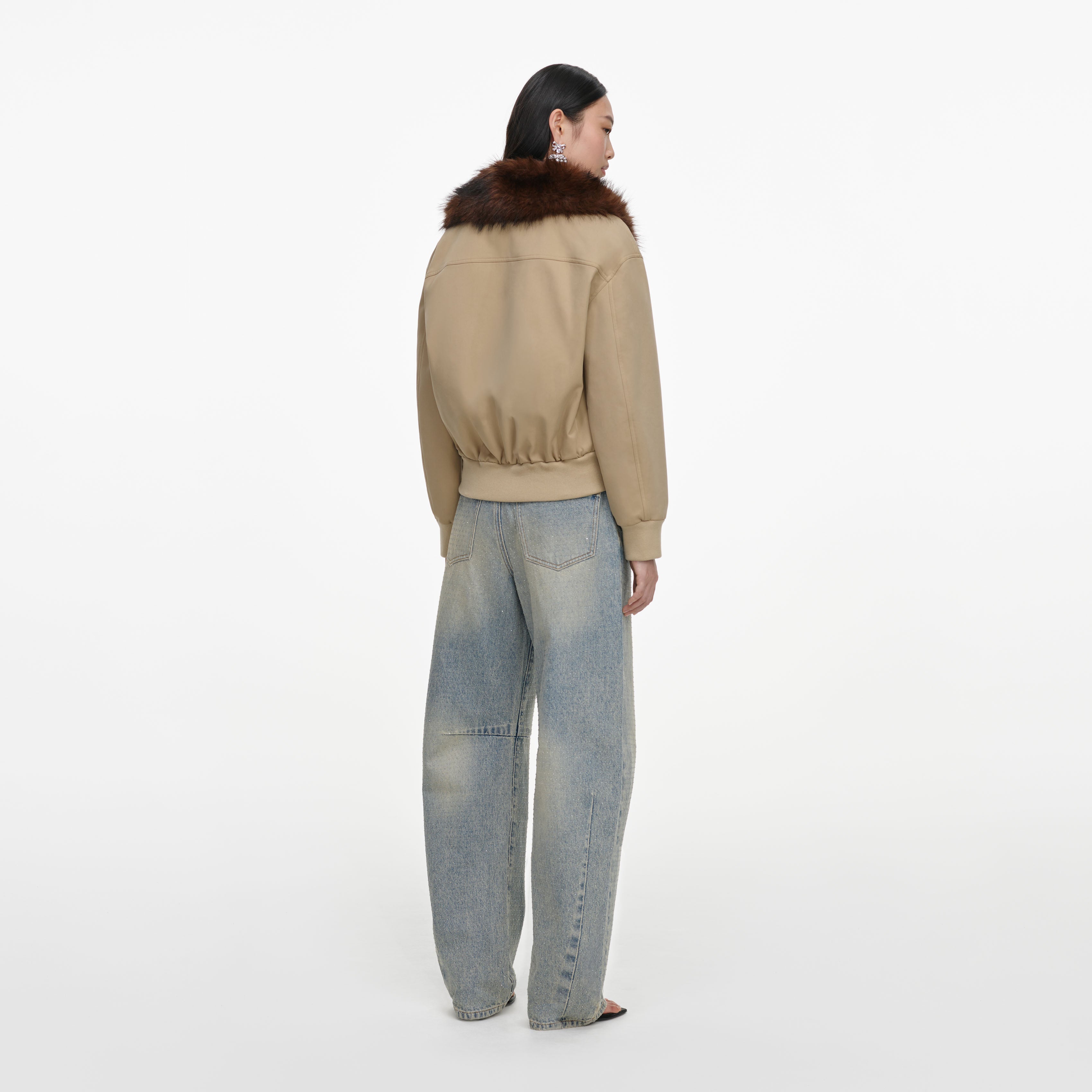 Self Portrait Barrel Jeans Hellblau Strass Gr 27