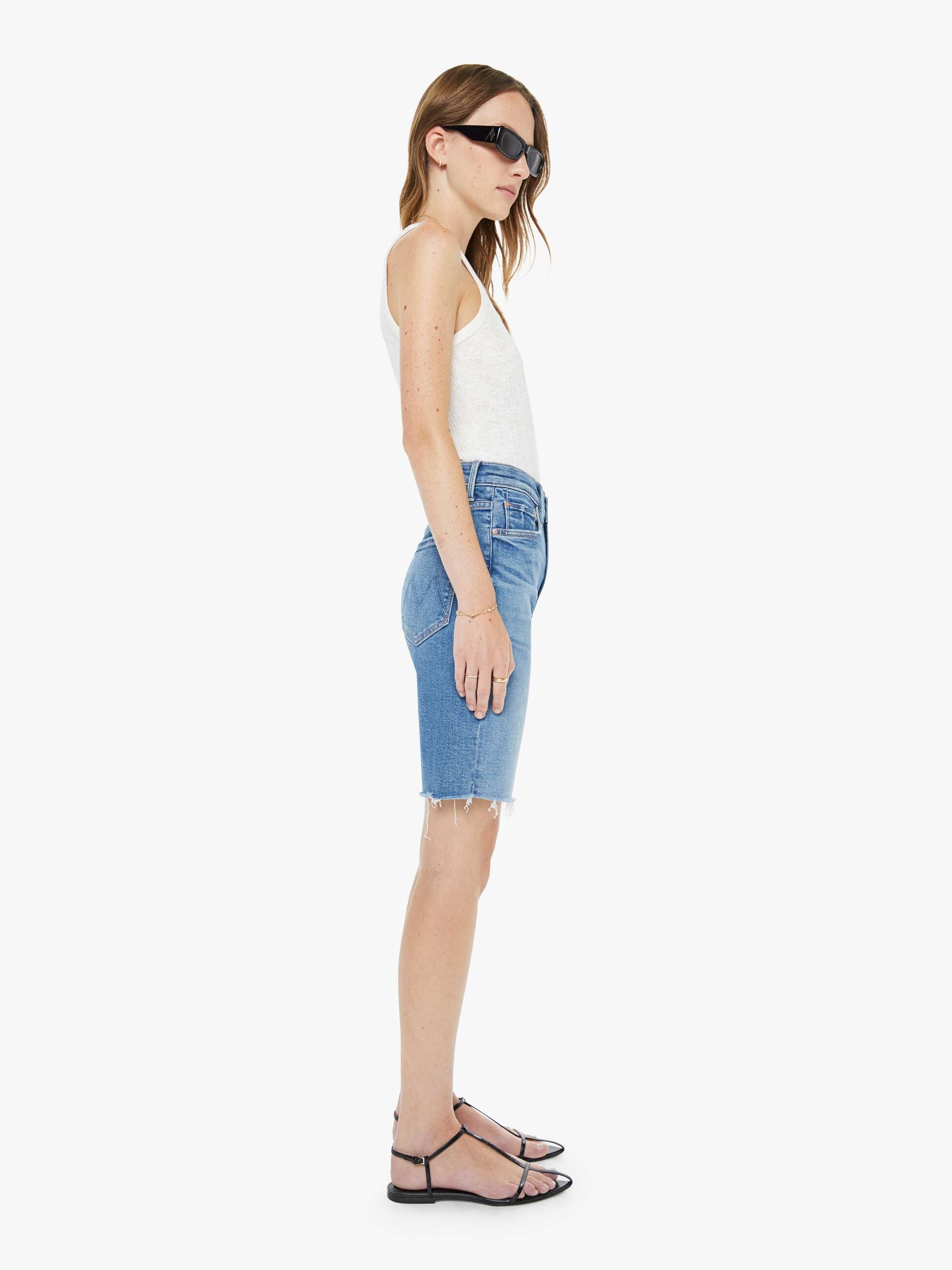Mother High Waisted Rider Bermuda Shorts Float My Boat