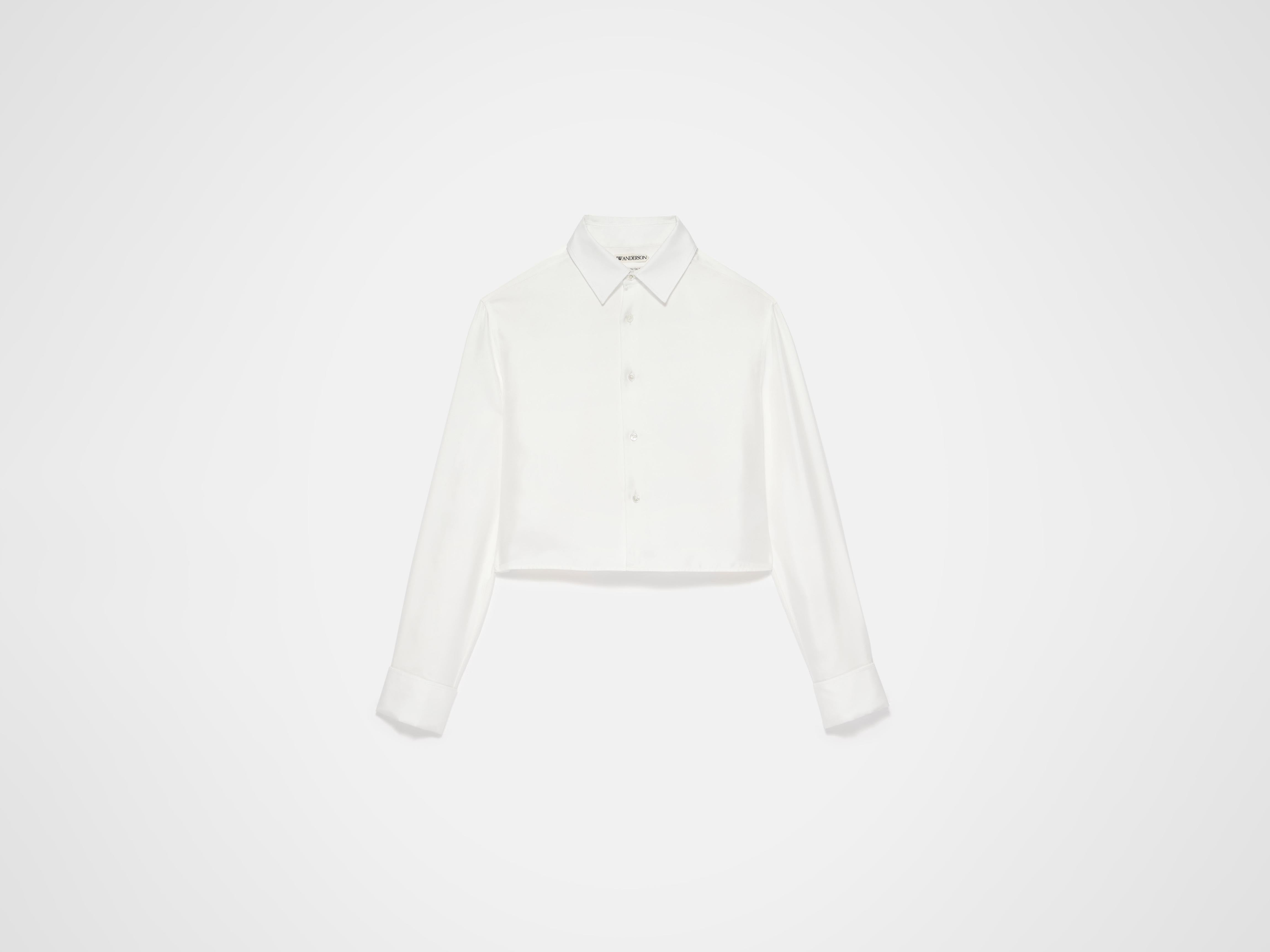 J.W.Anderson Cropped Silk Twill Hemd Off-White Seide