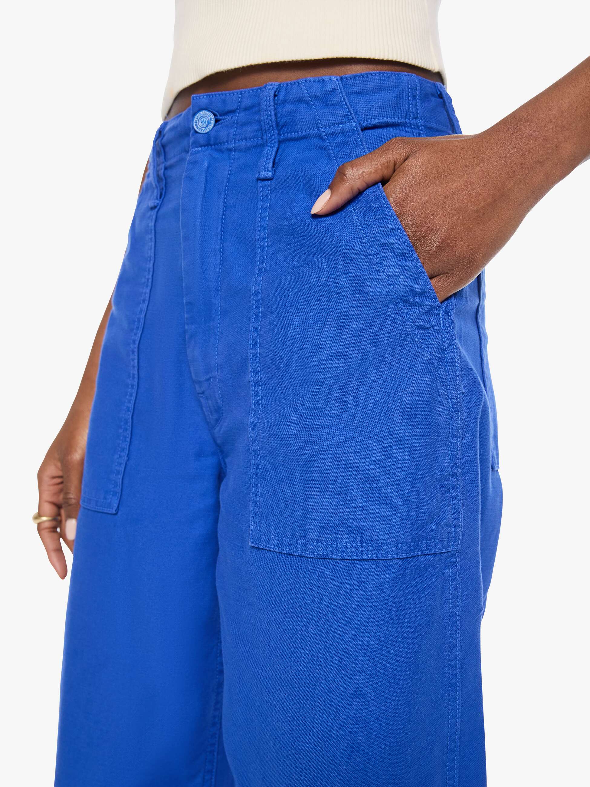 Mother The Fangirl Fatigue Flood Jeans Dazzling Blue Barrel