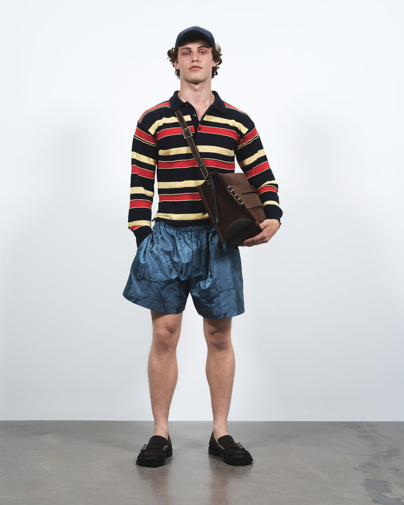 J.W.Anderson Damask Woven Shorts Herren Seidenshorts Airforce Blue