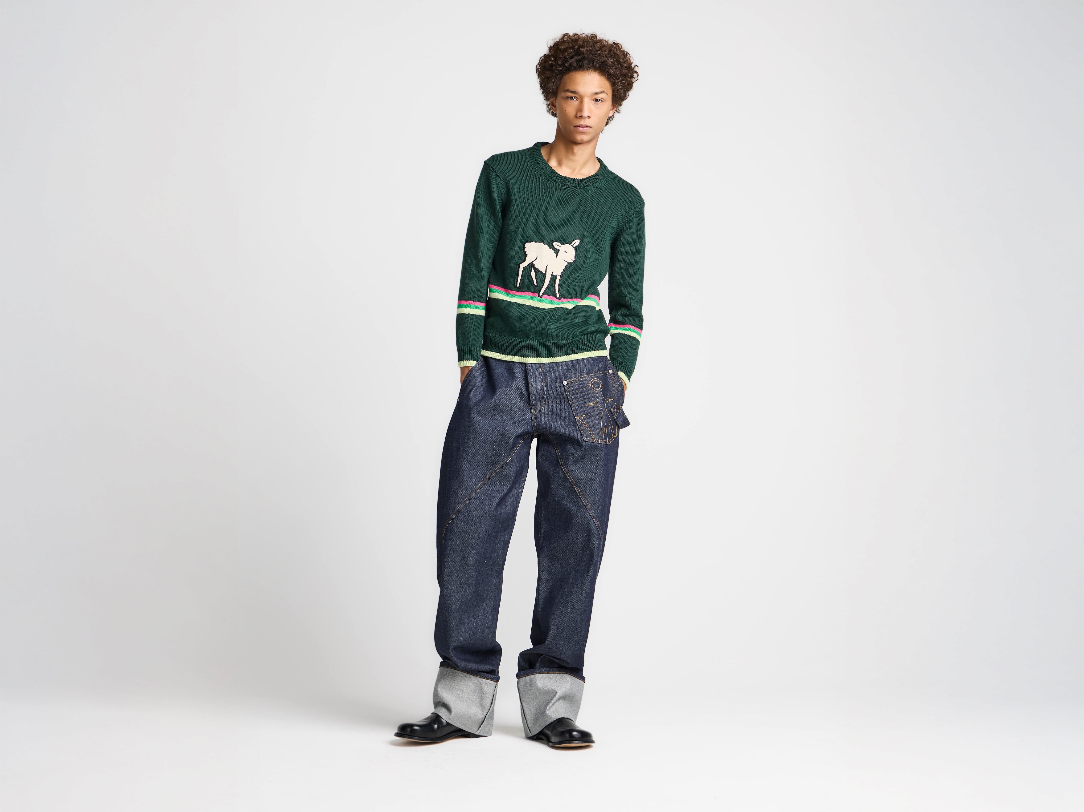 J.W.Anderson Twisted Turn-Up Workwear Denim Jeans Indigo