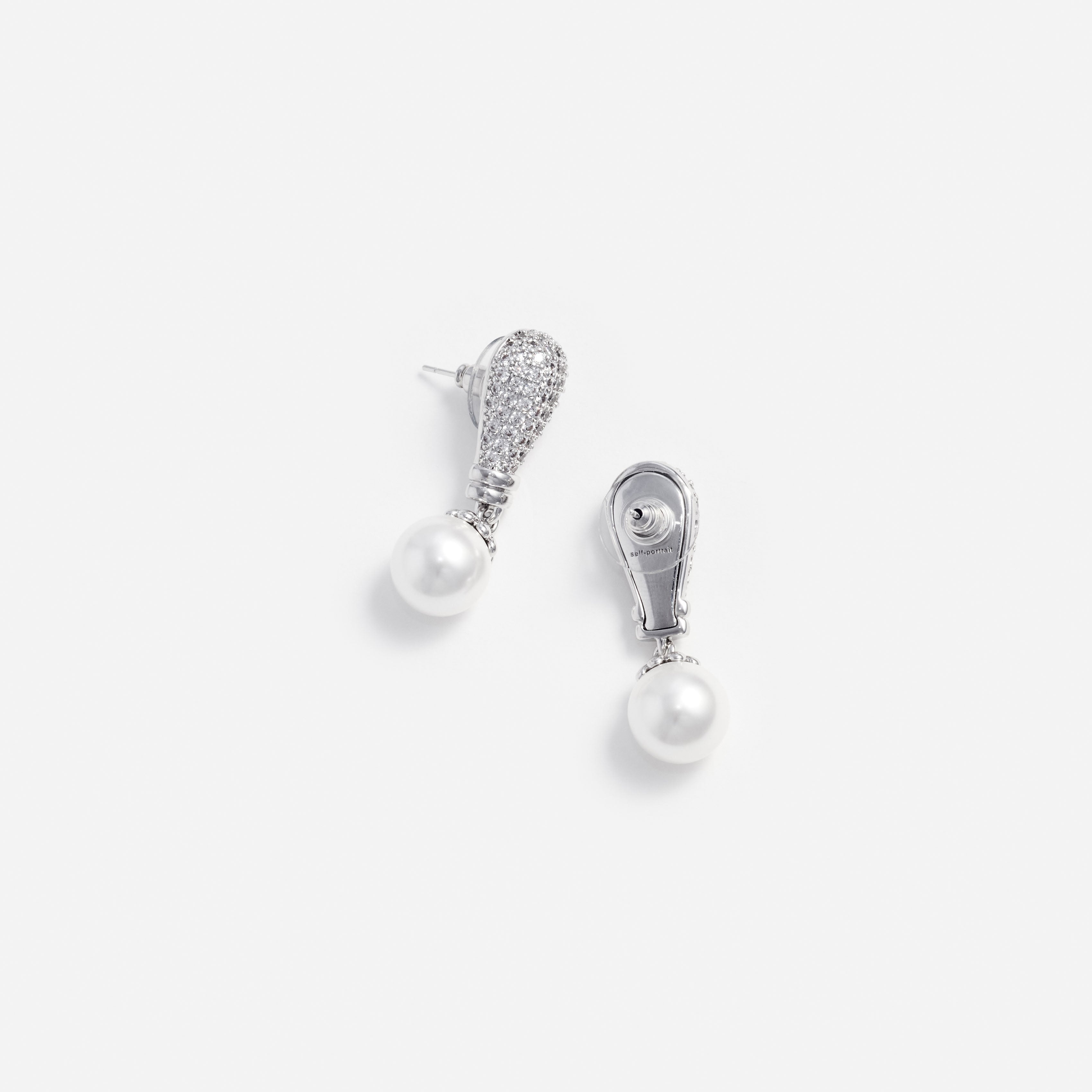 Self Portrait Crystal Pearl Drop Ohrringe Silber One Size