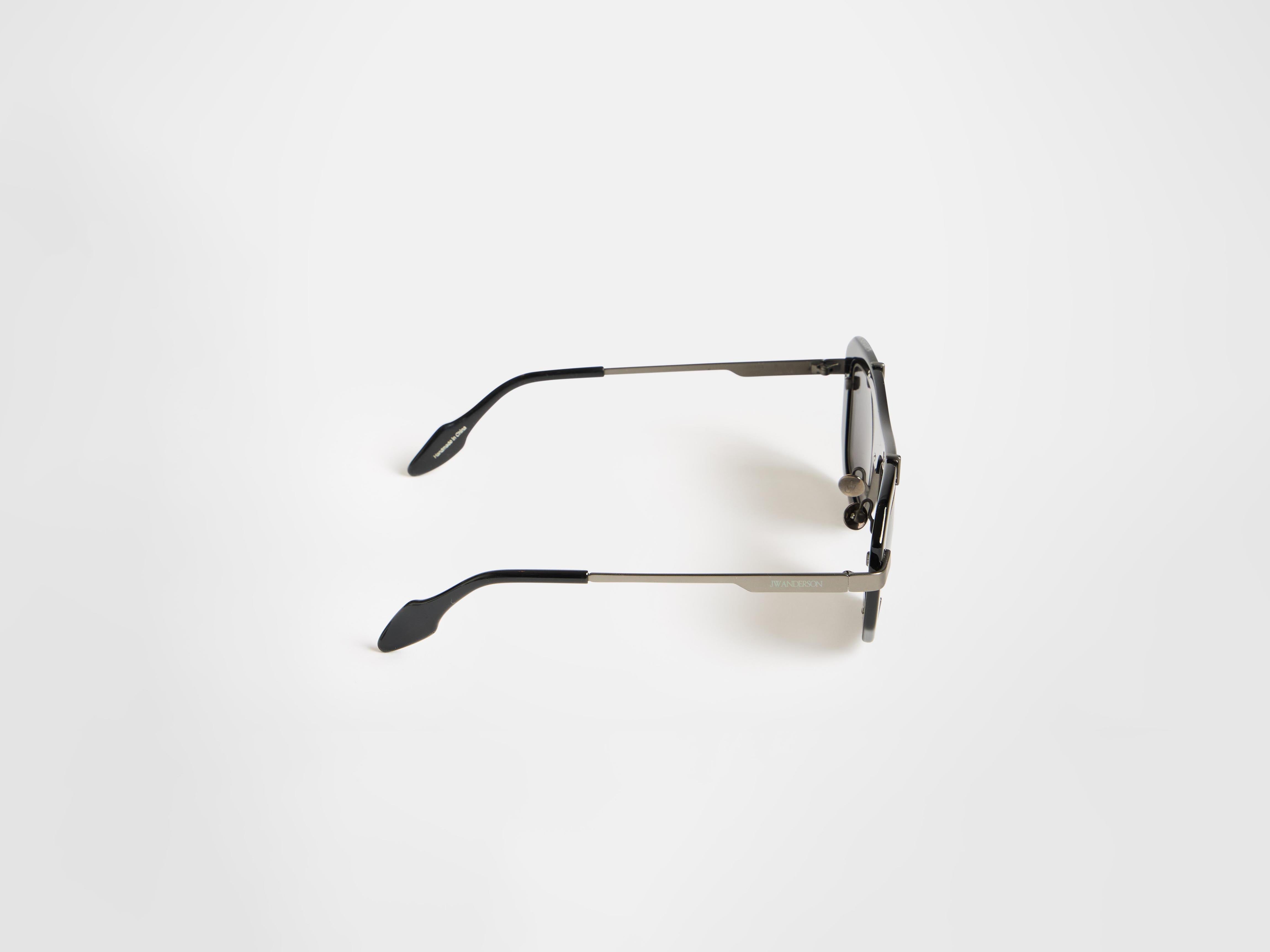 J.W.Anderson JWA03 Sonnenbrille Schwarz Geometrisch Unisex