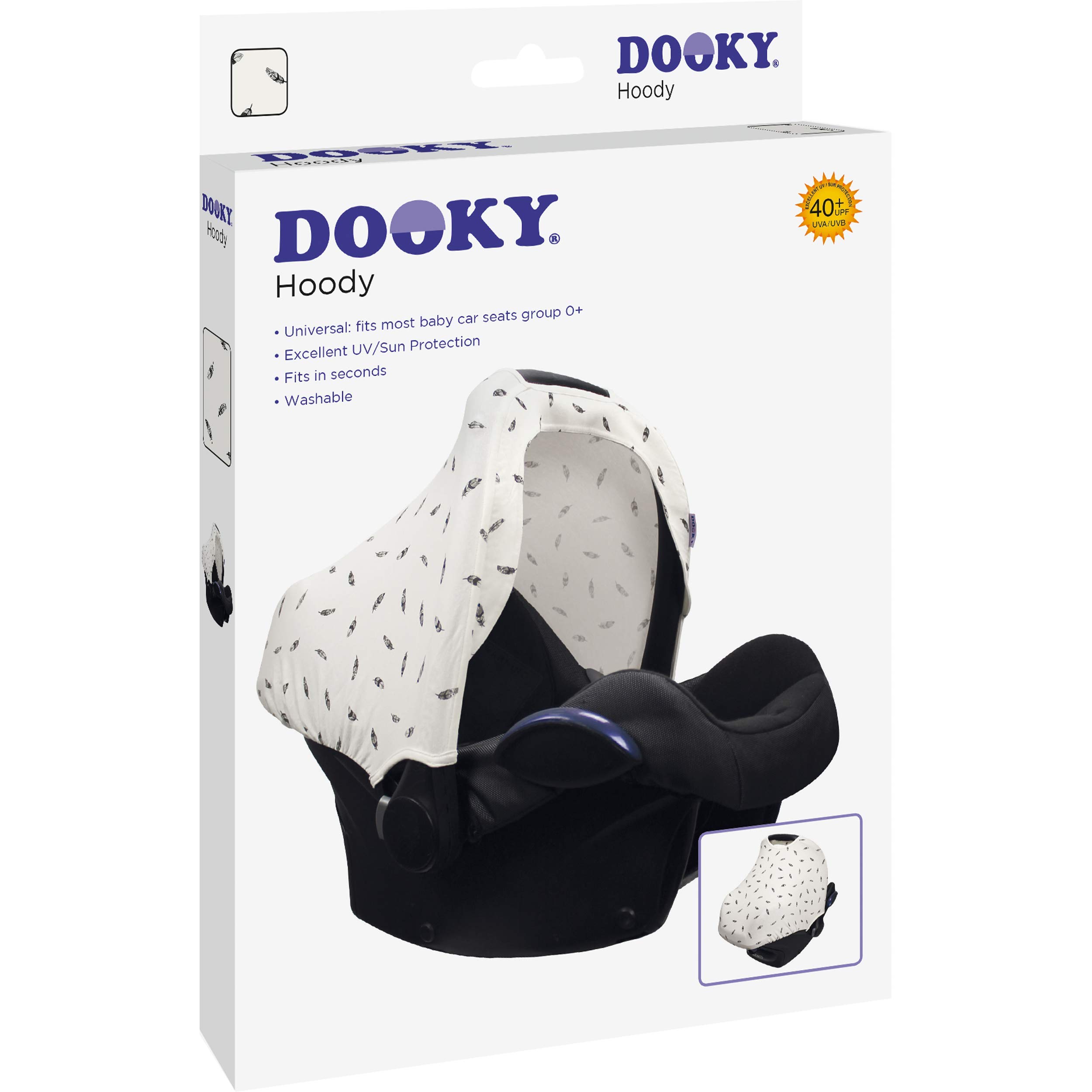 Dooky Hoody Combi Pack Sonnenschutz Babyschale Black Feather Weiß