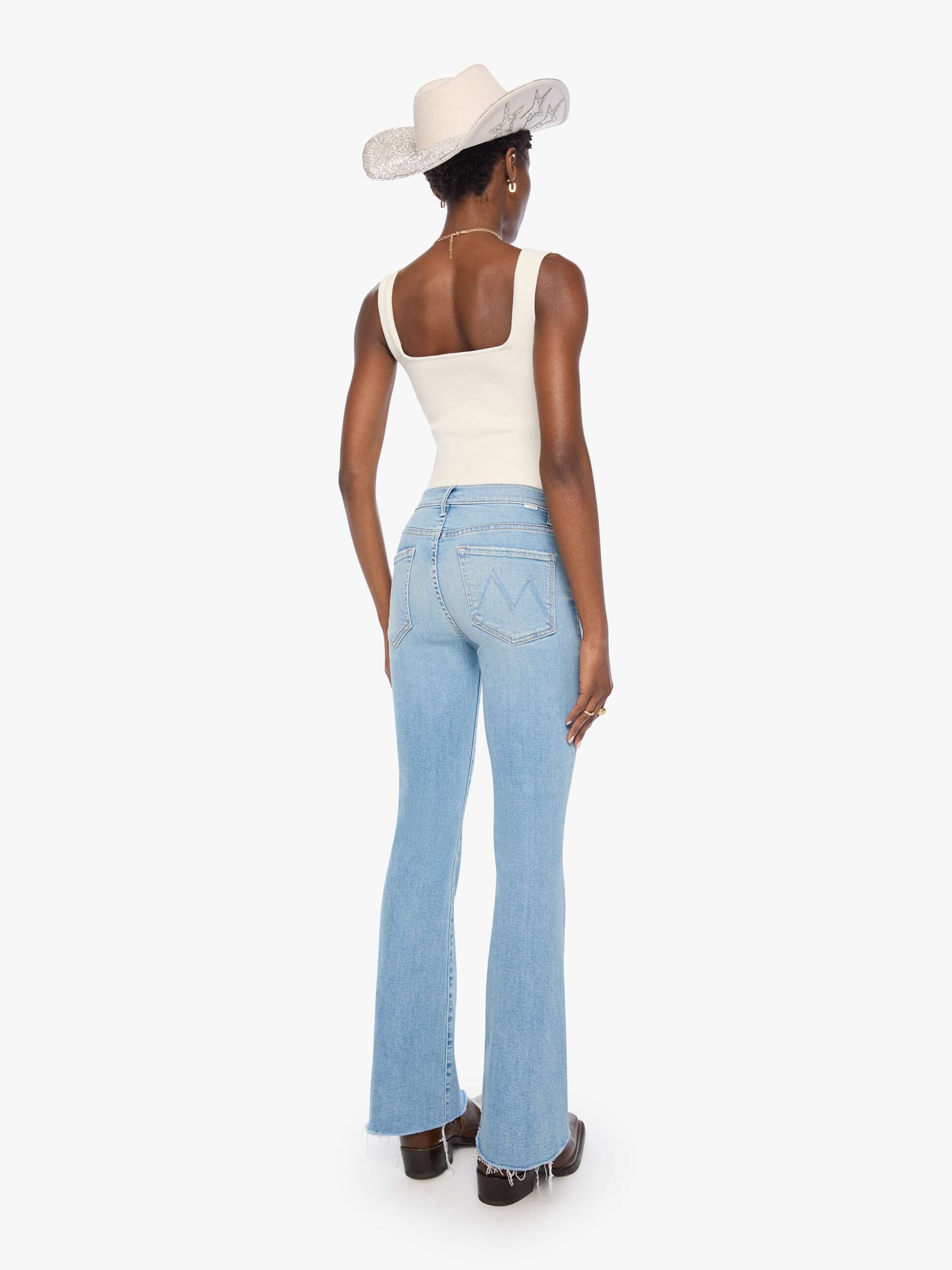 Mother Weekender Fray Jeans Wish Upon A Star Hellblau