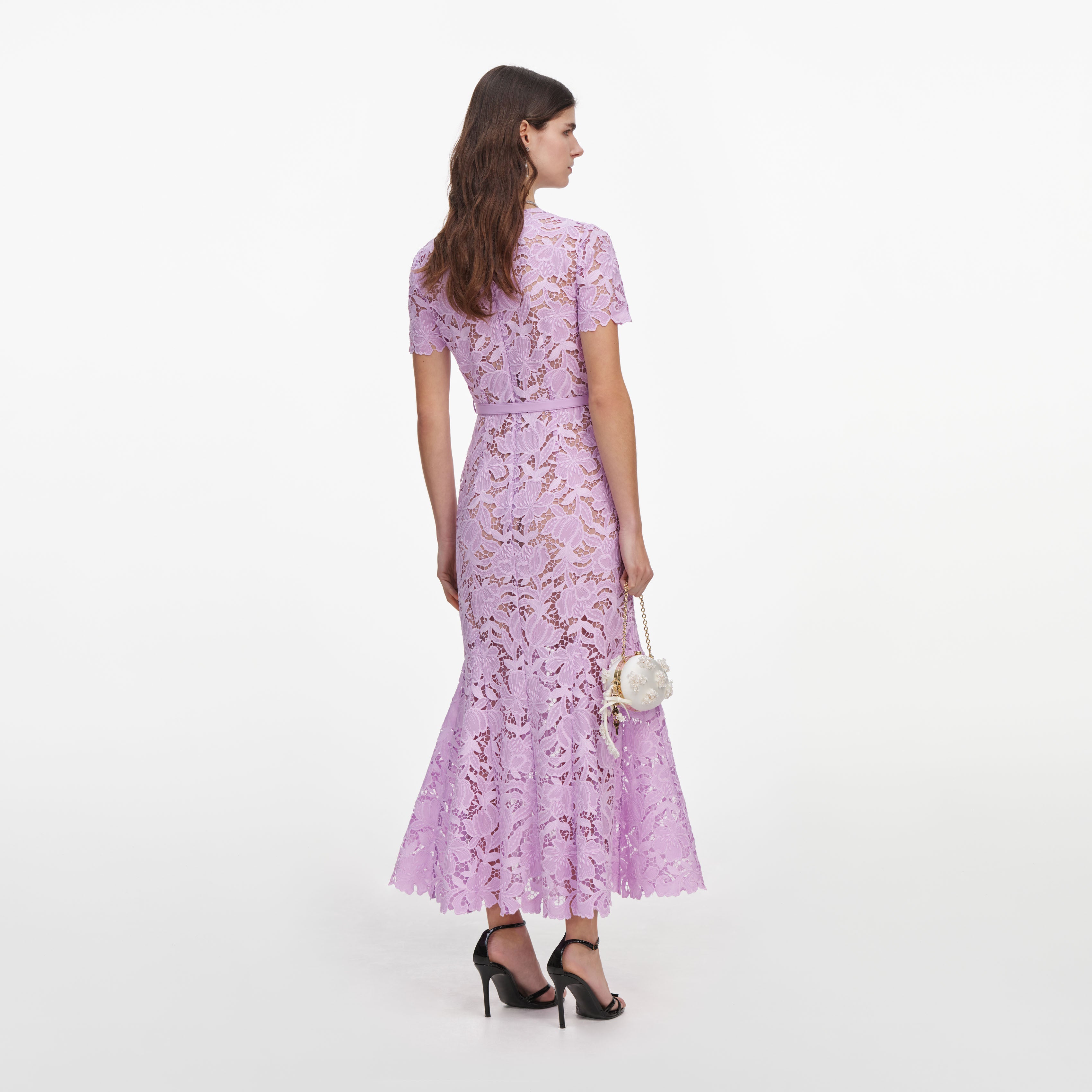 Self Portrait Lilac Lace Midi Kleid lila Spitze UK 6