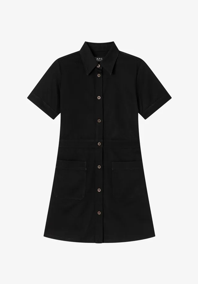 A.P.C. DRESSES Schwarzes Moleskin-Kleid Kleid schwarz 34 Baumwolle