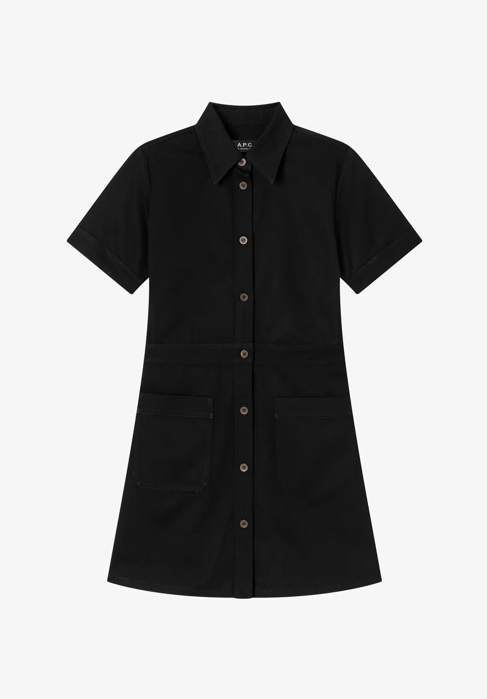 A.P.C. DRESSES Schwarzes Moleskin-Kleid Kleid schwarz 34 Baumwolle