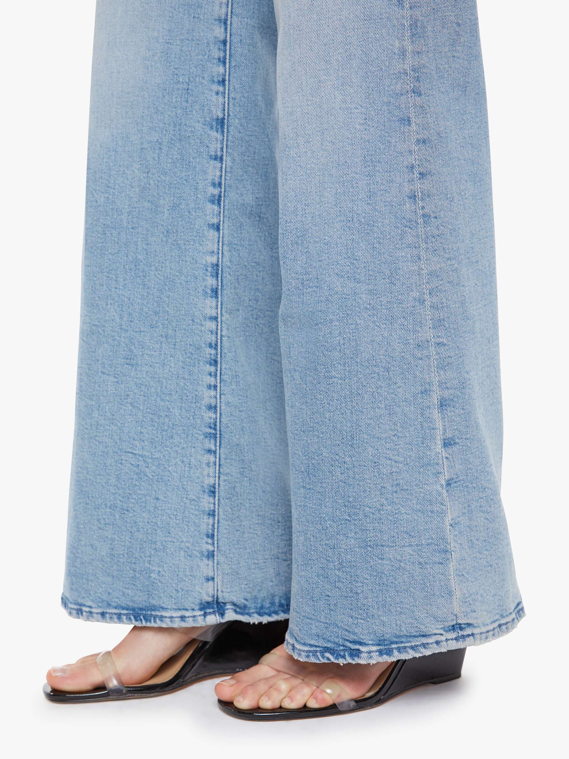 Mother Denim Hustler Roller Sneak Jeans Hellblau Weit