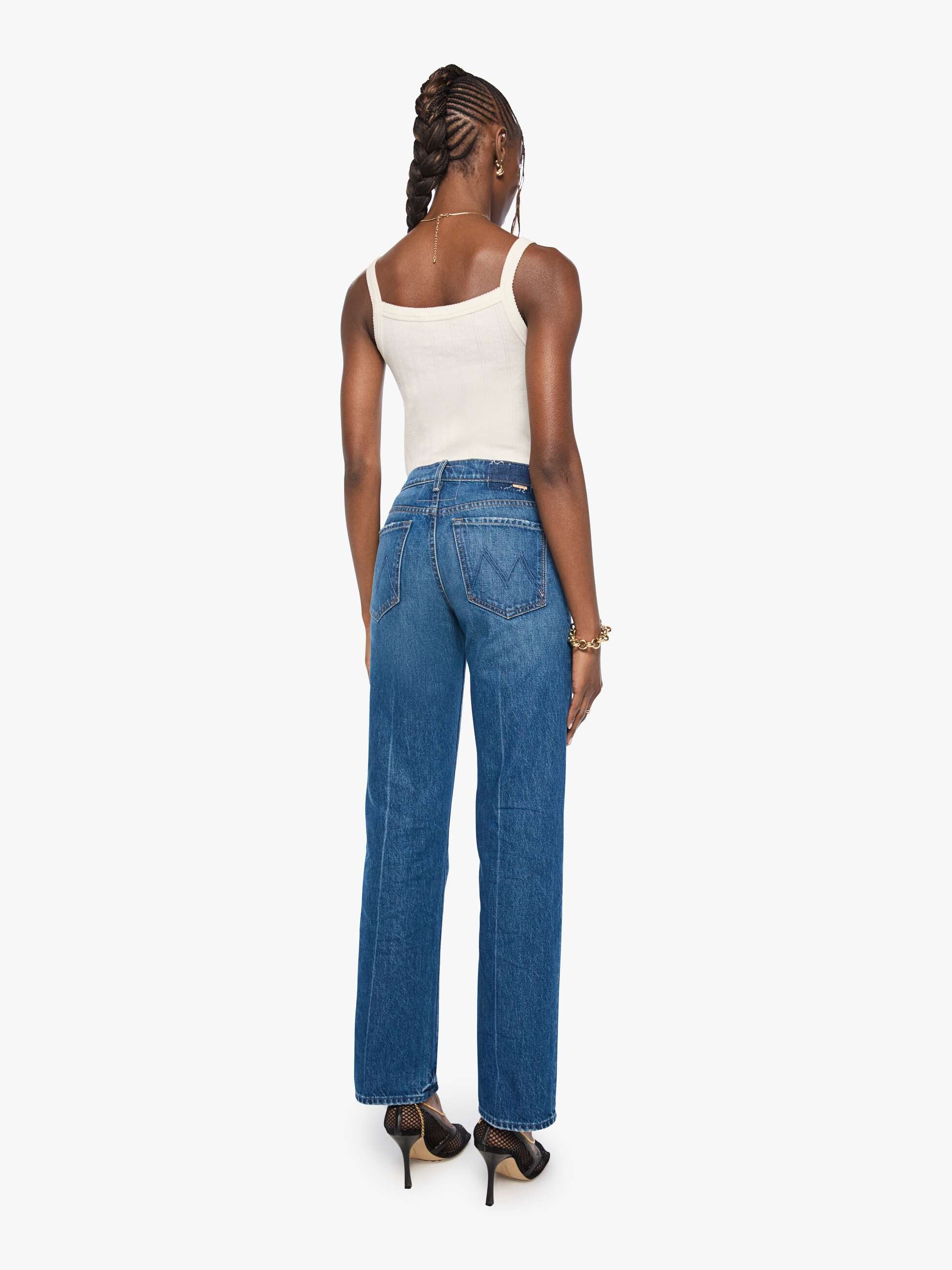 Mother Mid Rise Rambler Skimp Jeans Call Me Wild Mittelblau