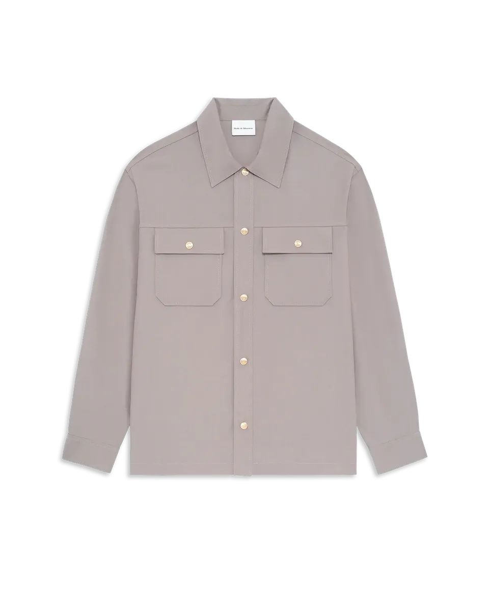 Drôle De Monsieur Pocket Overshirt Hemdjacke Beige Wolle