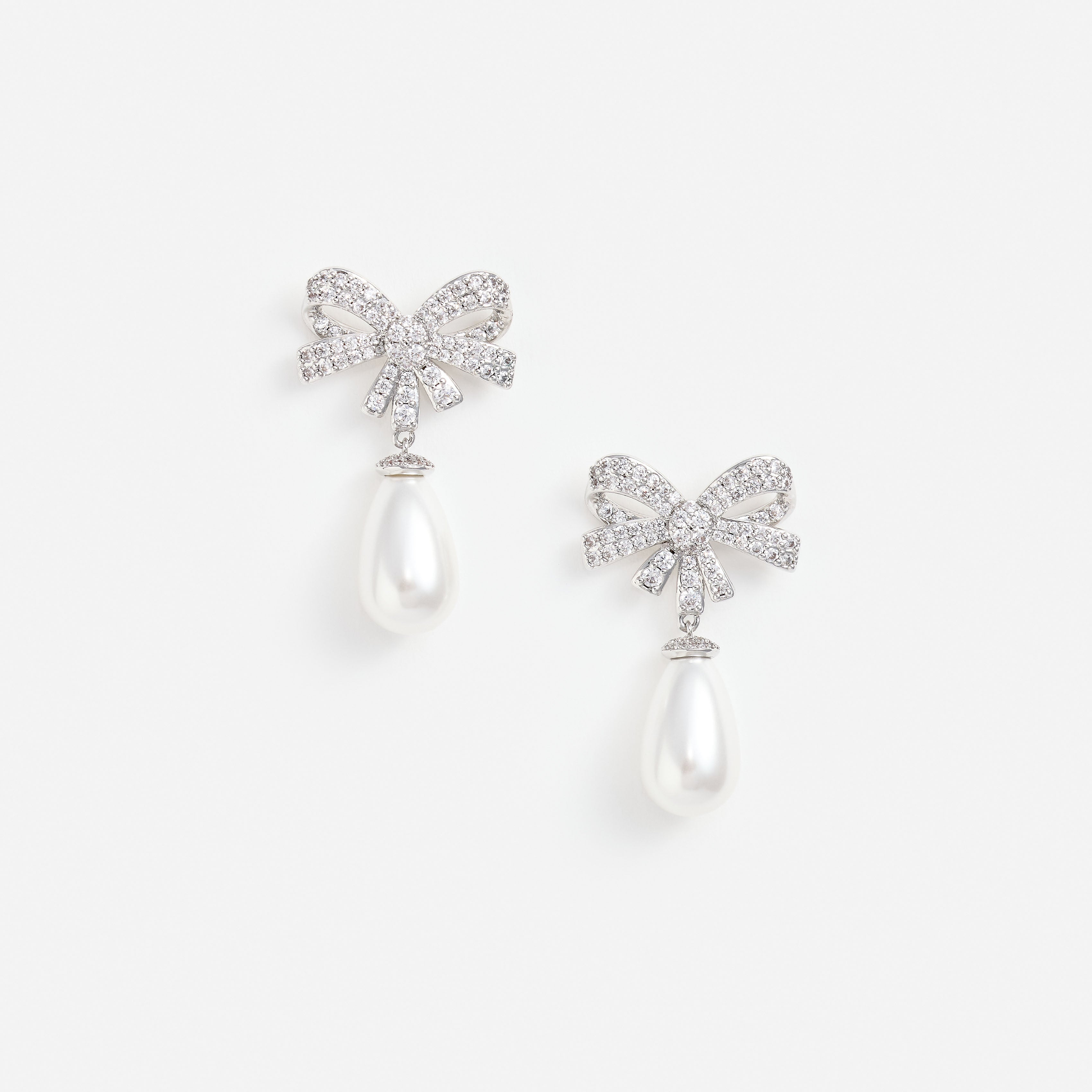 Self Portrait Silver Crystal Bow Ohrringe Silber Kristall Perle