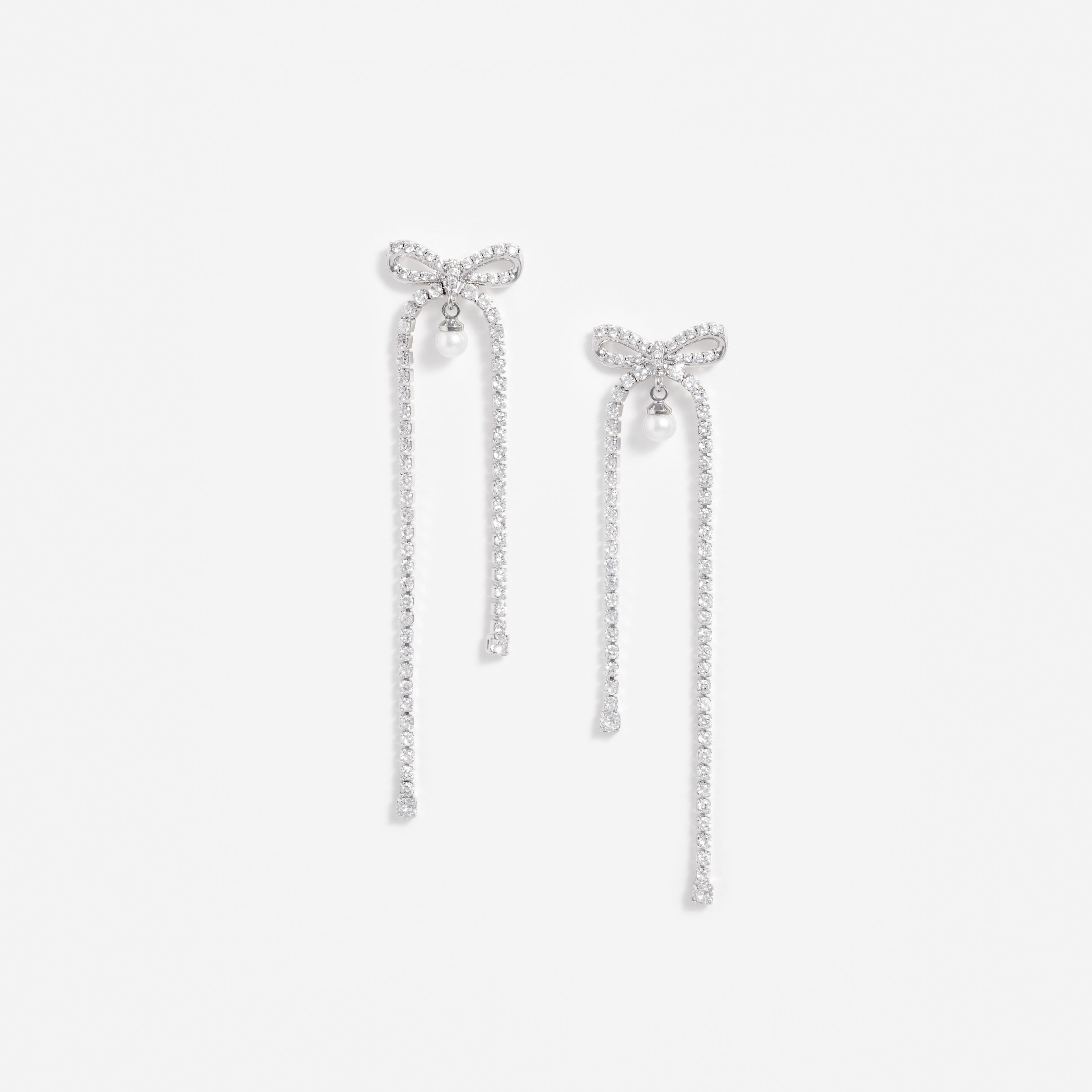 Self Portrait Crystal Bow Pearl Ohrringe Silber Schleife
