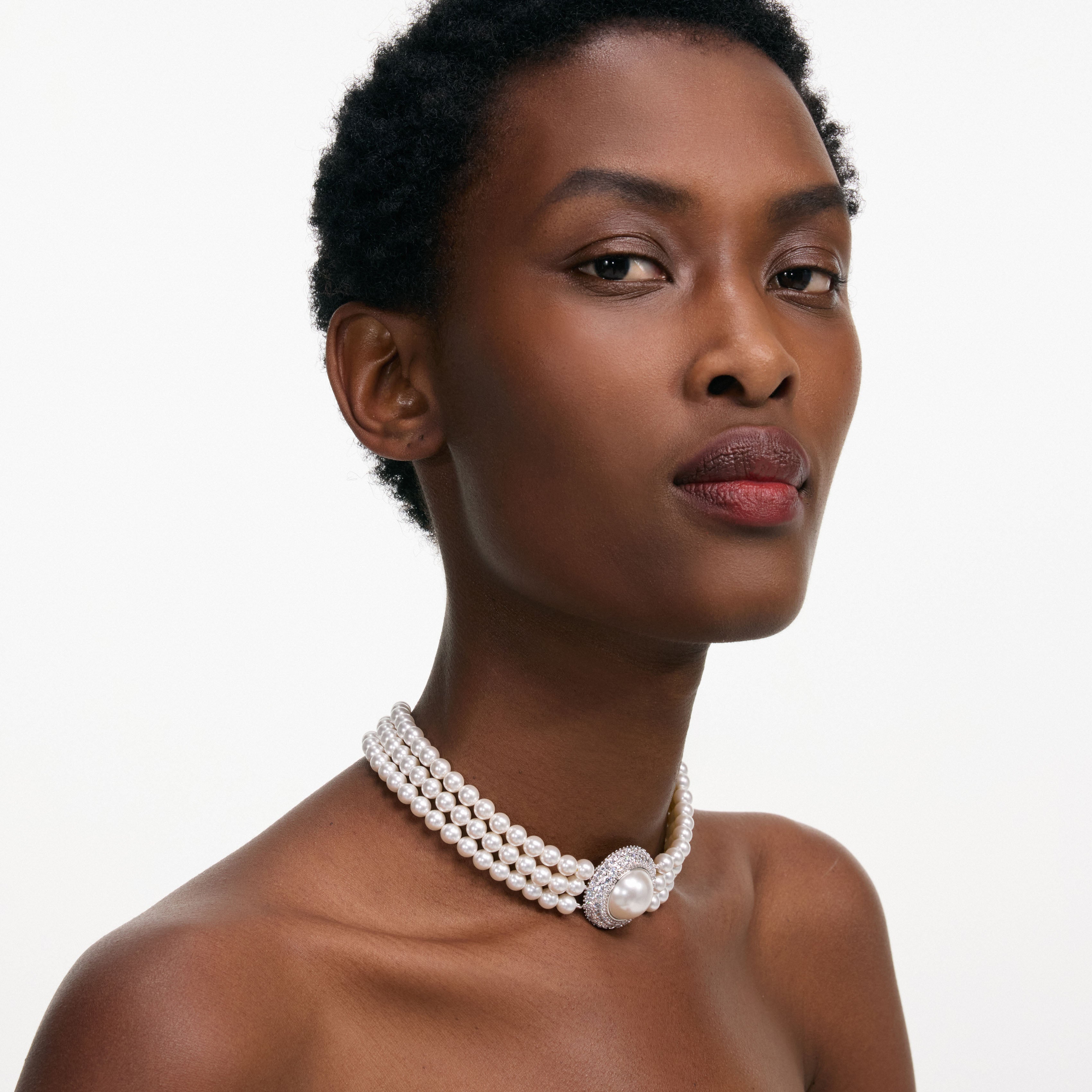 Self Portrait Small Crystal Pearl Choker Perlen Silber