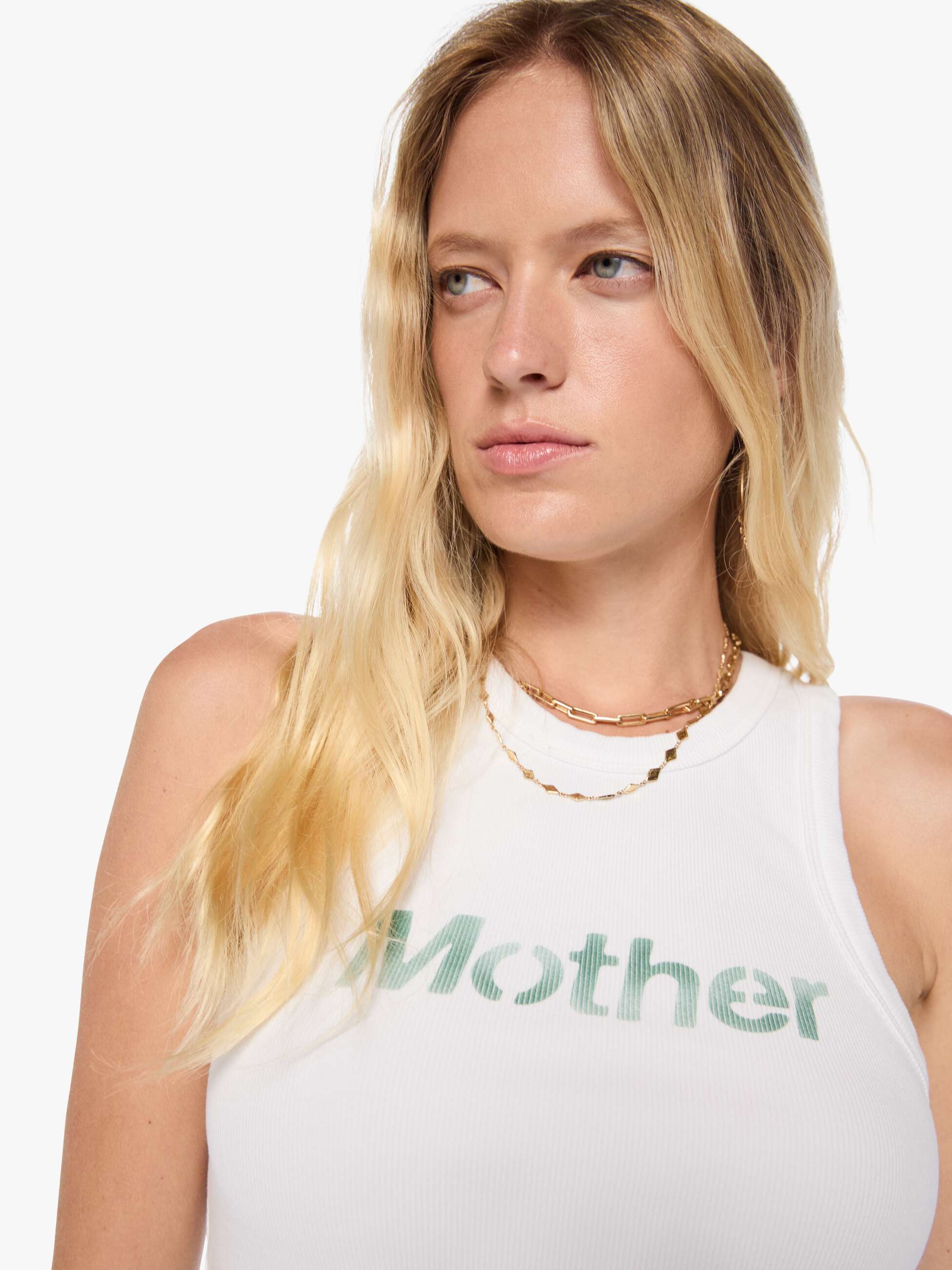 Mother Tees The Chin Ups Chop Top Weiss Cropped Gr. M