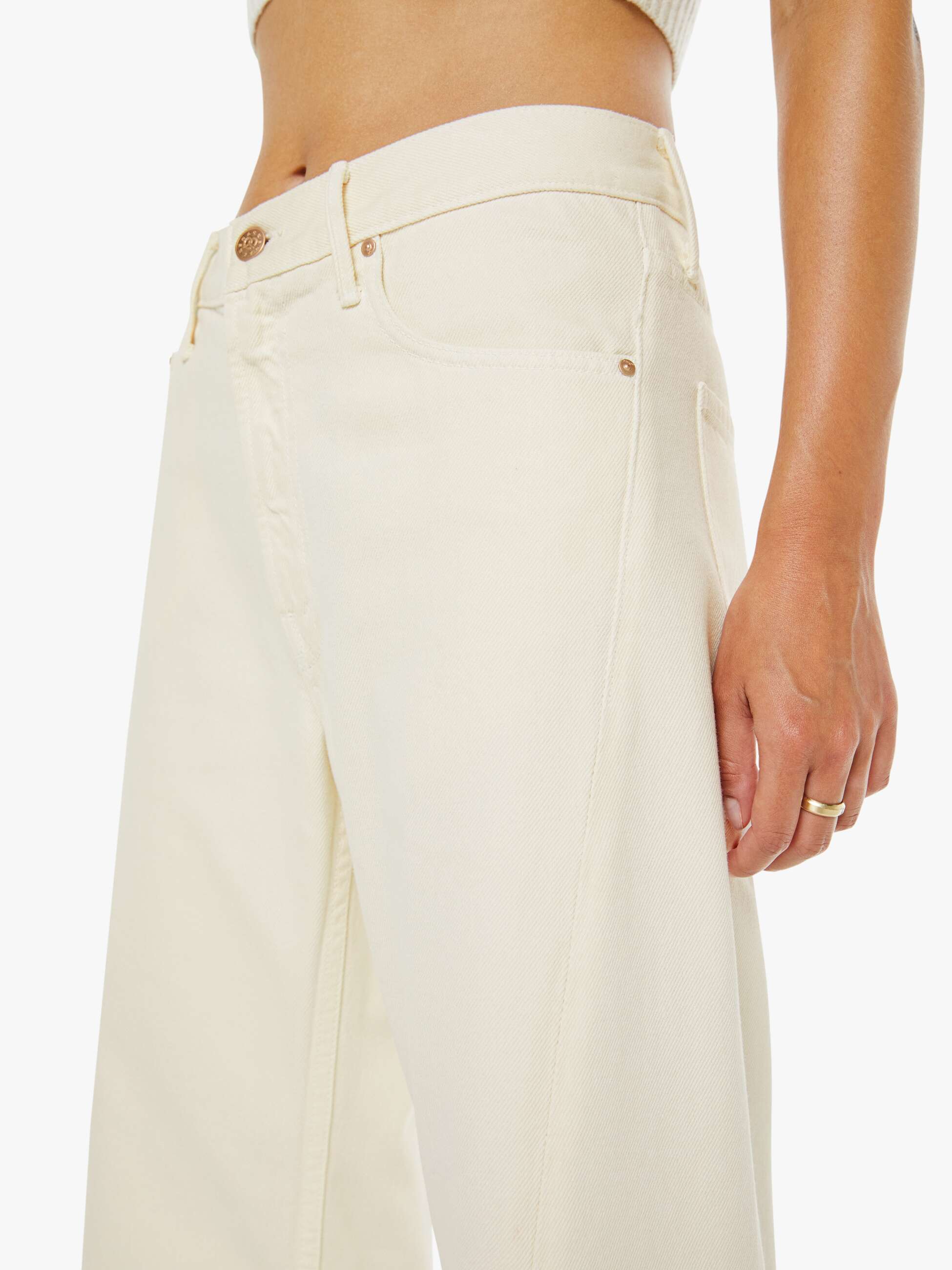 Mother Denim SNACKS Lemon Twist Sneak Jeans Natural