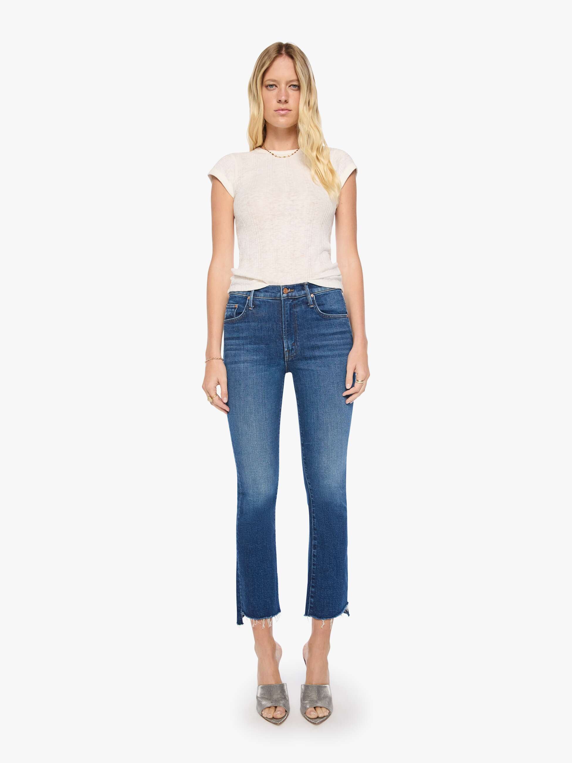 Mother Denim The Insider Ankle Step Fray Jeans Cosmic Cowgirl