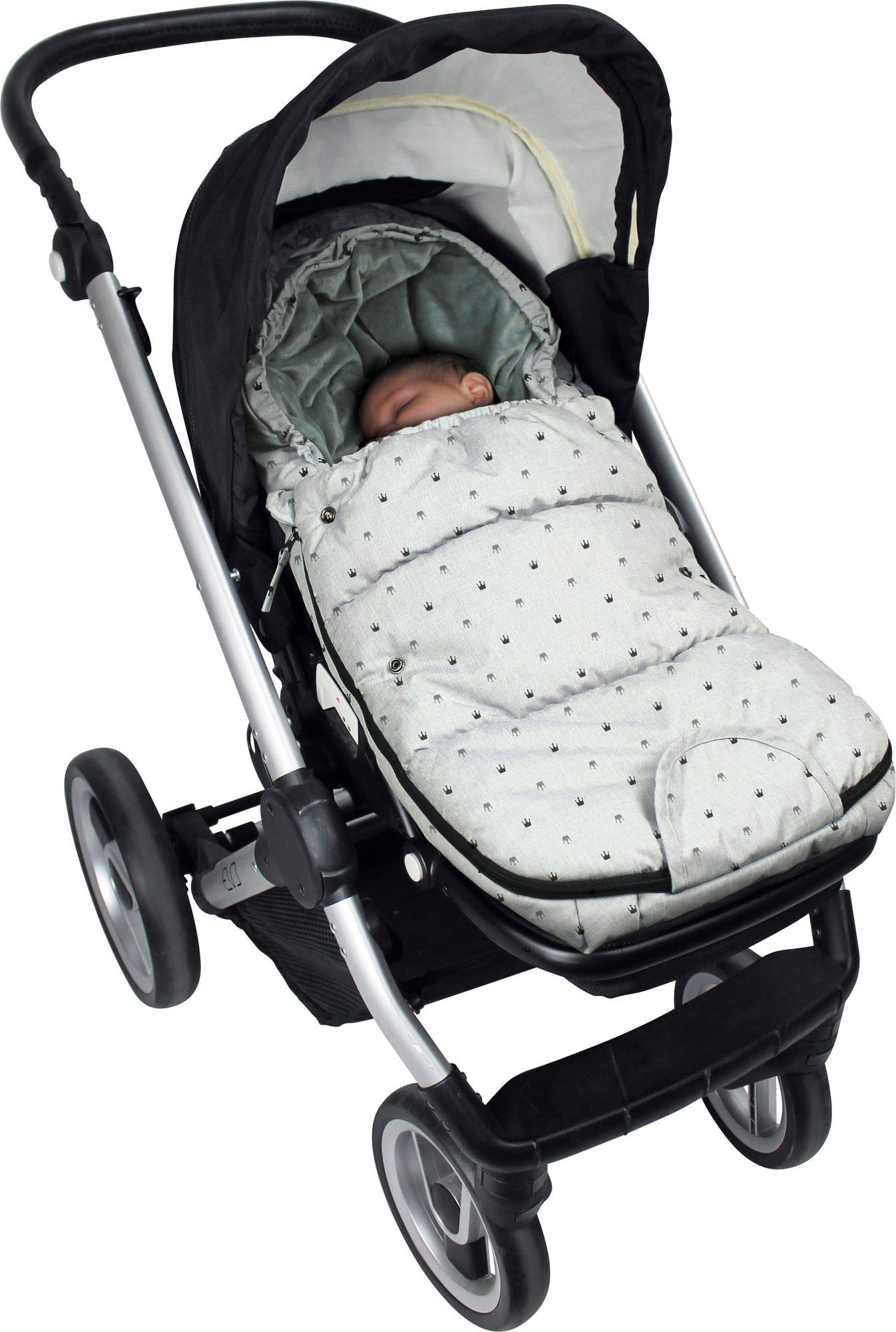 Dooky Fußsack Small 70x40 cm 0-9 M. Light Grey Crowns