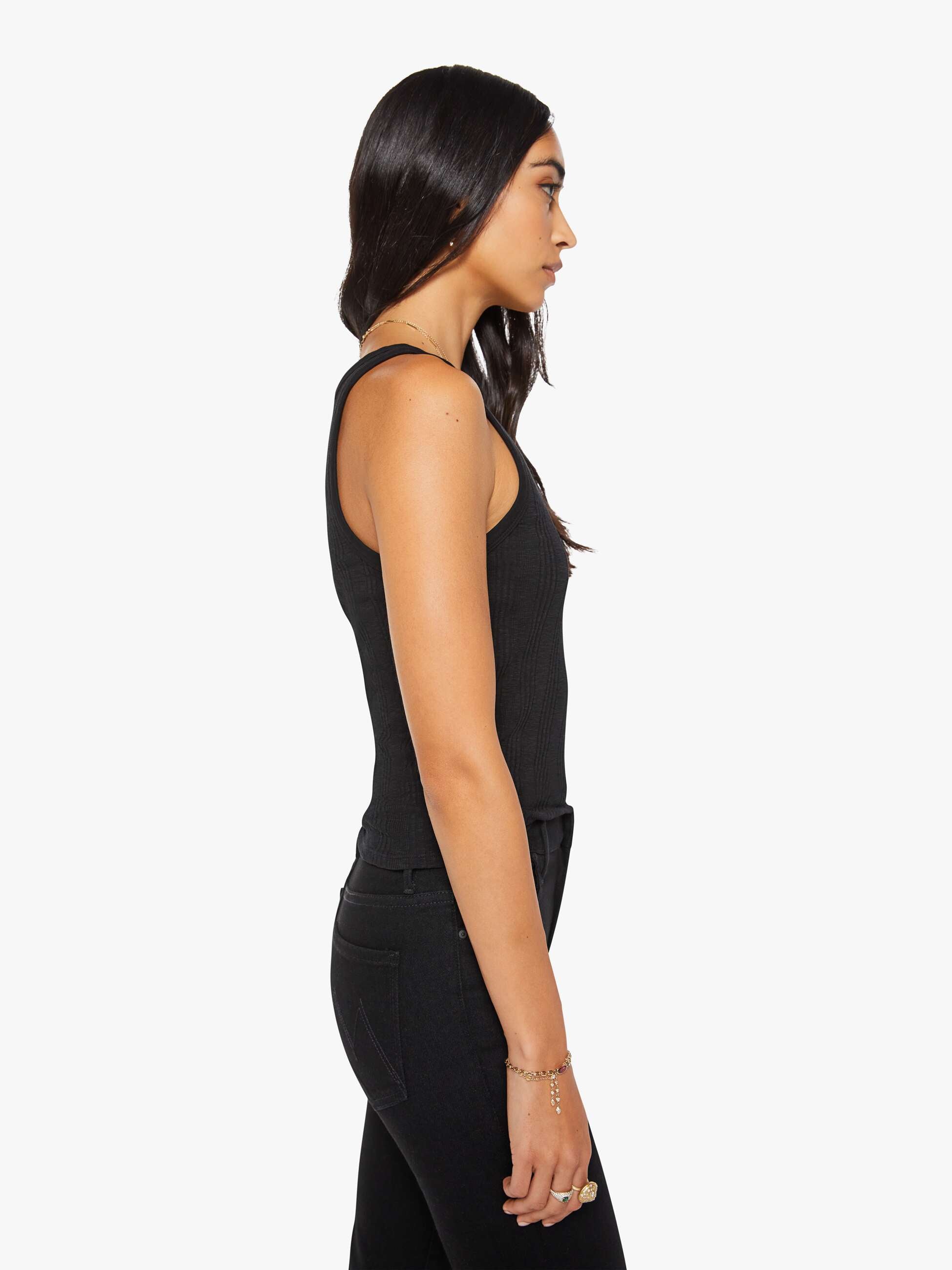 Mother The Runner Up Tanktop Schwarz Rippe Baumwolle