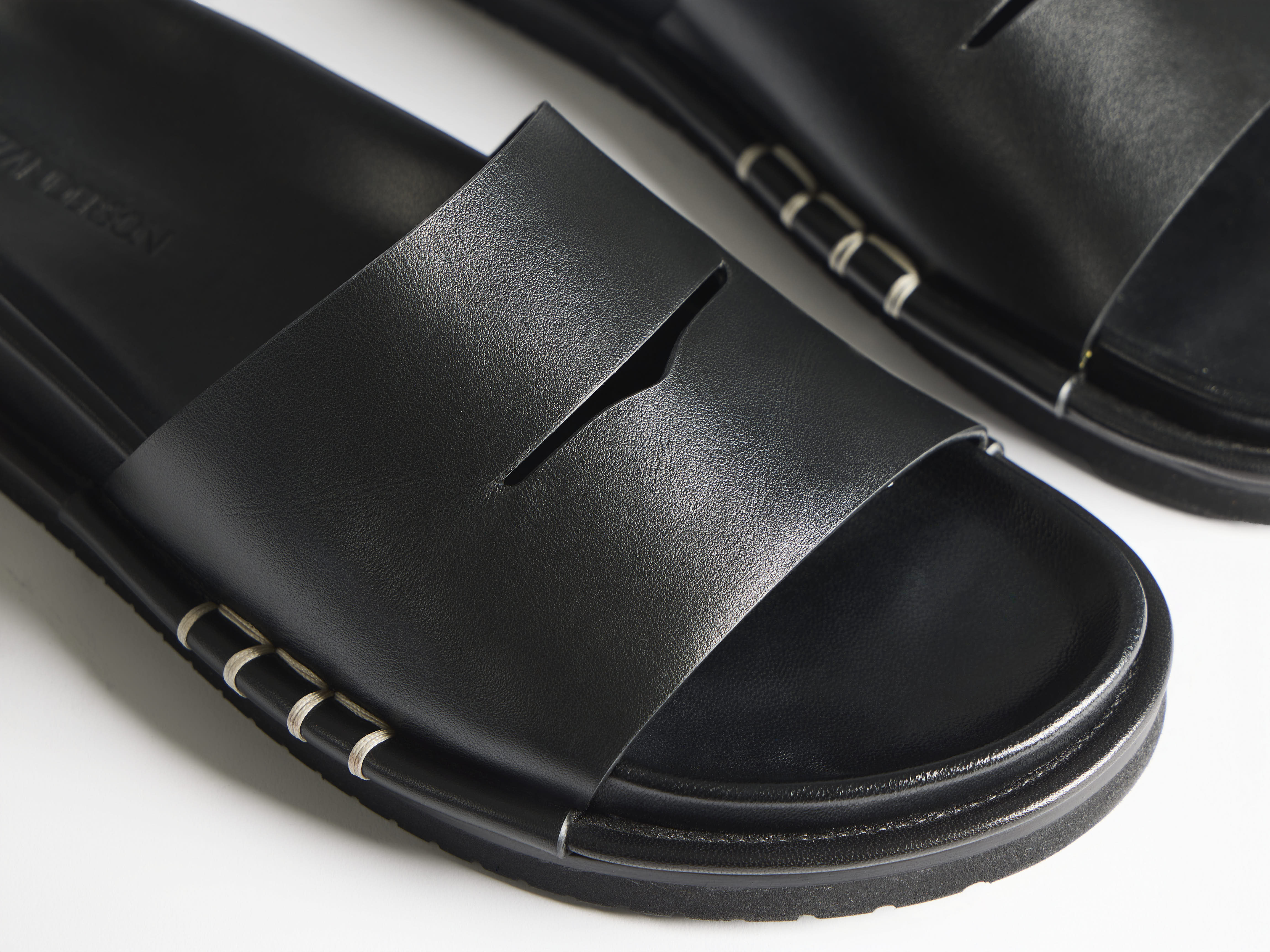 J.W.Anderson Fussbett Loafer Slides Schwarz Leder Herren