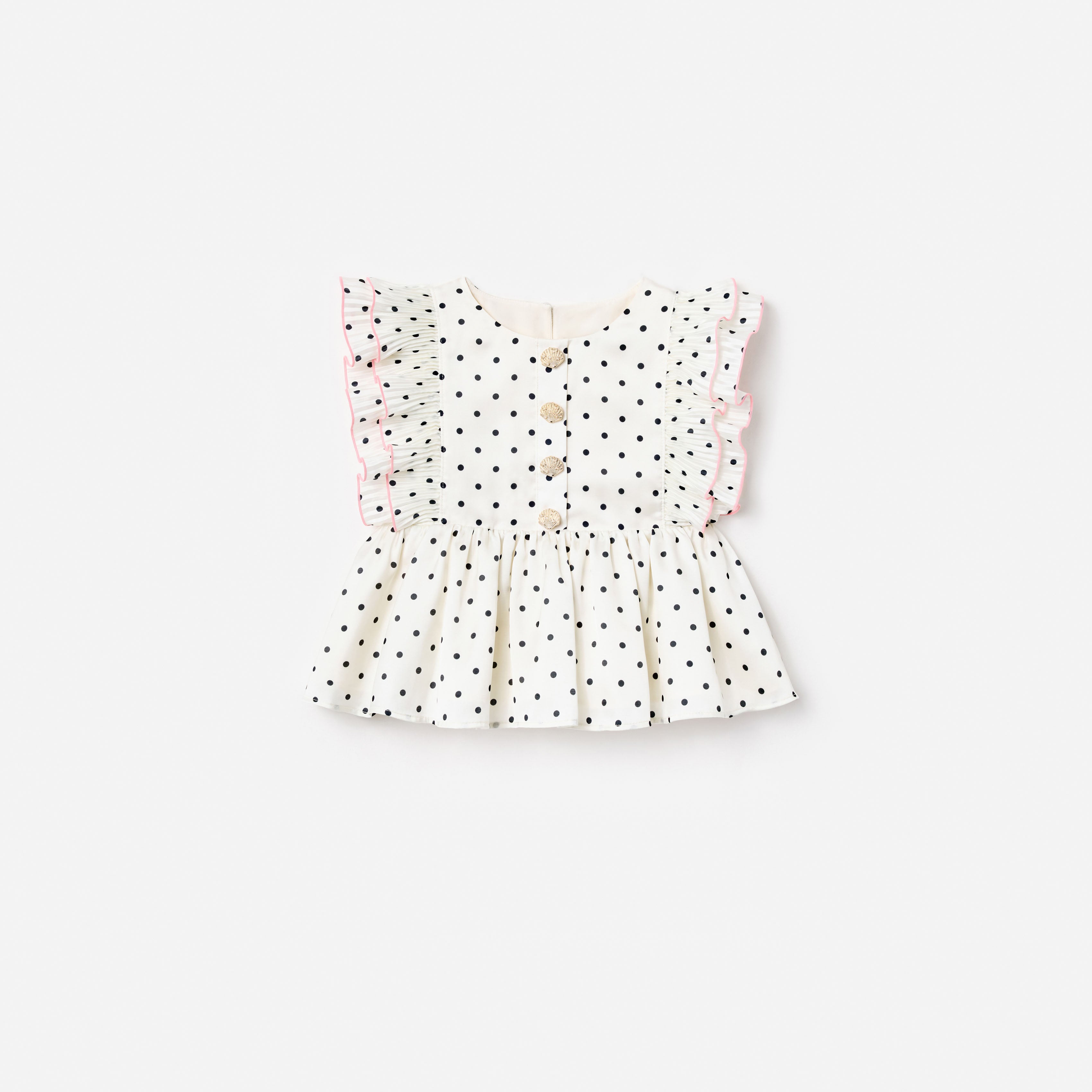 Self Portrait Cream Polka Dot Frill Top Creme 5/6 Leinen