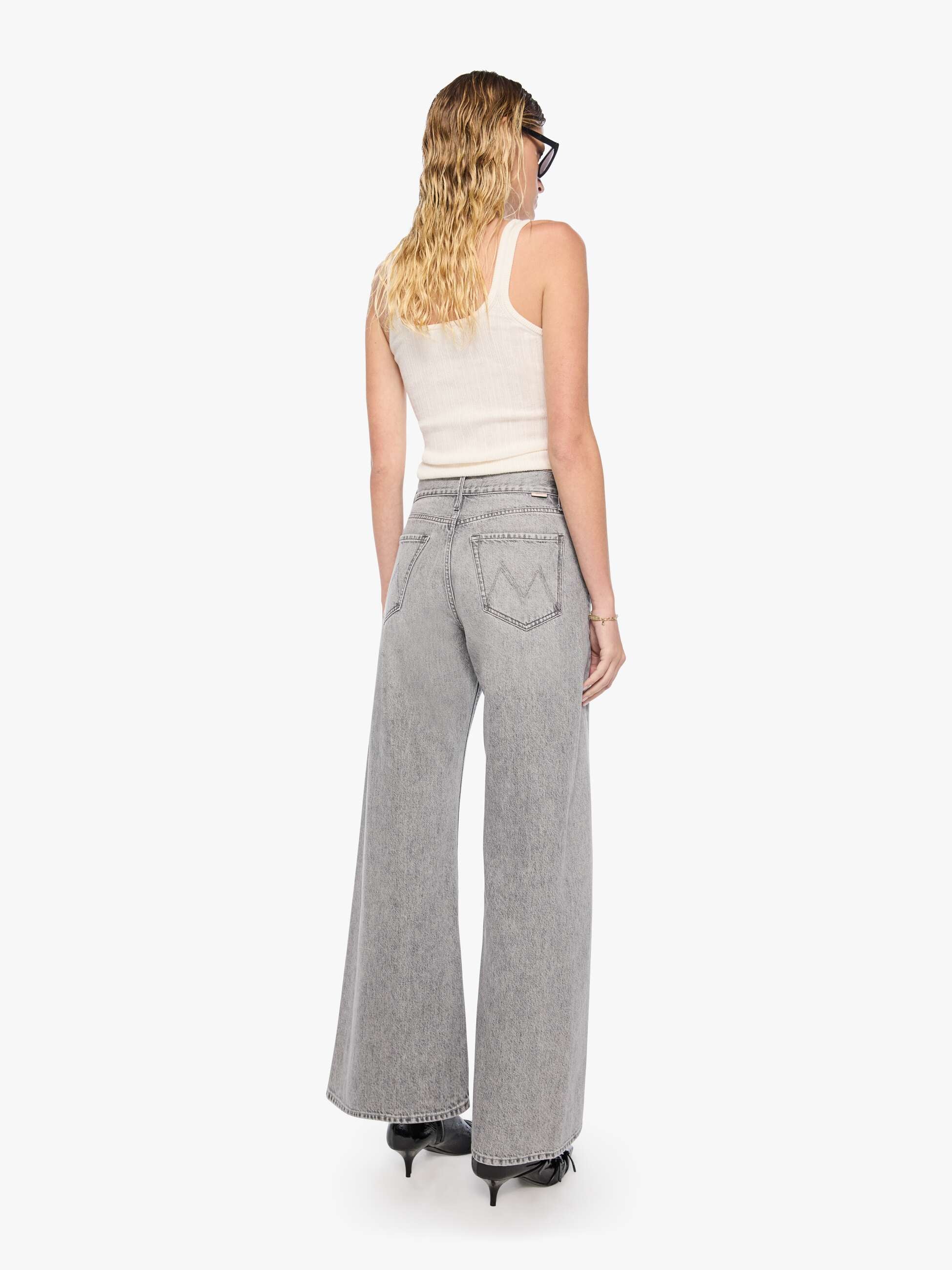 Mother Snacks Lemon Twist Sneak Jeans Rocky Road Wide-Leg