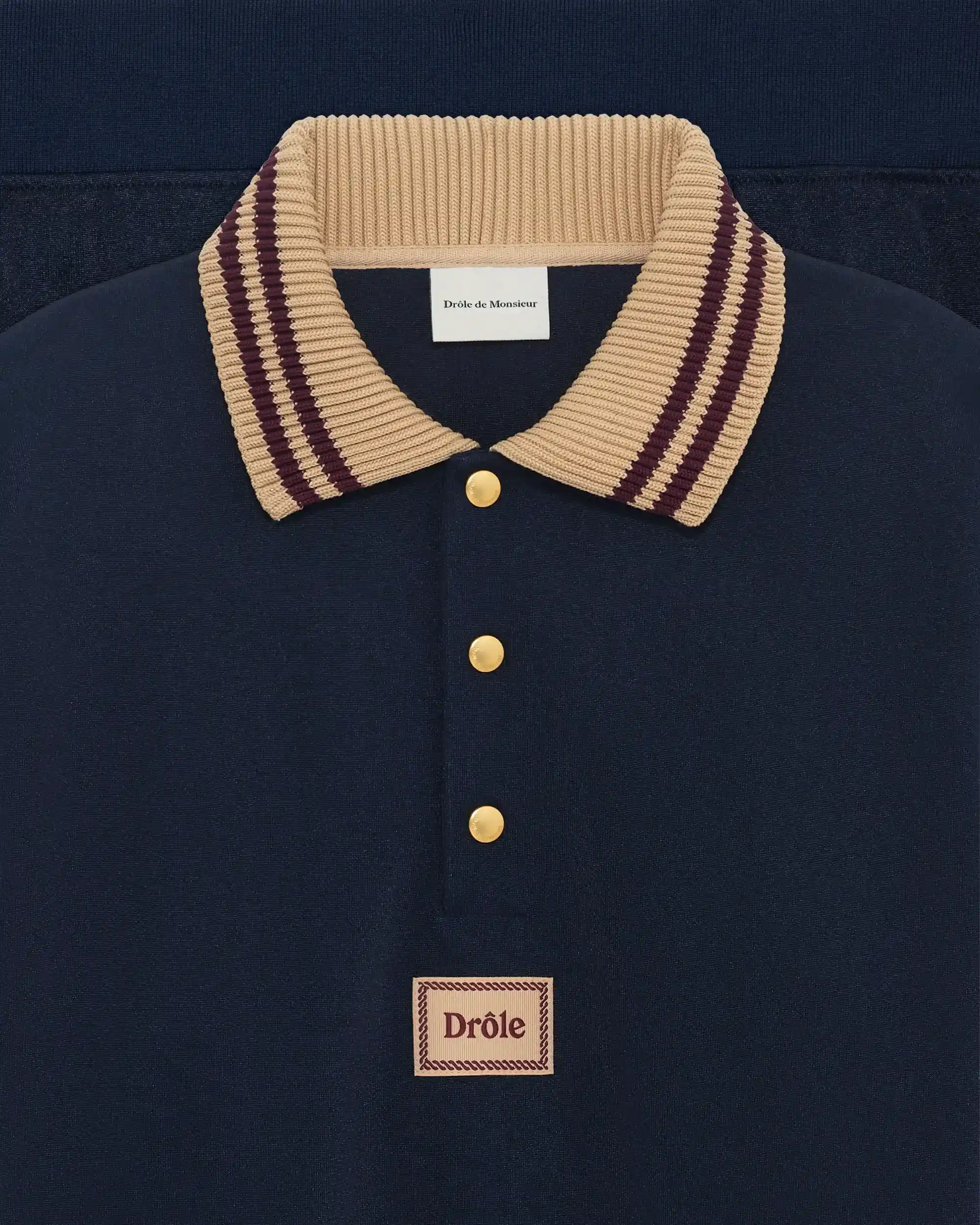 Drôle De Monsieur Le Polo Drôle Poloshirt Navy Langarm