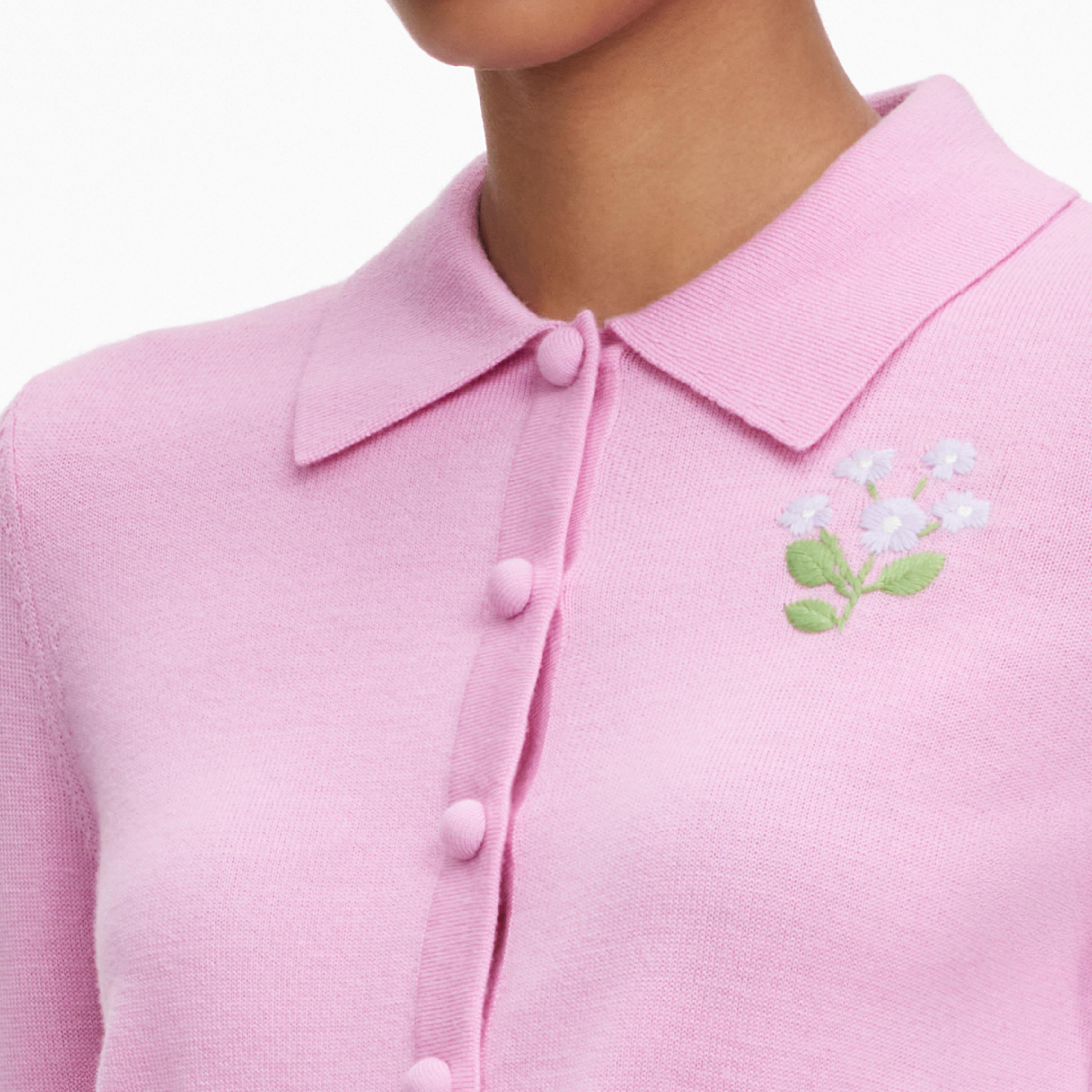 Self Portrait Pink Flower Knit Cardigan Strickjacke Rosa S
