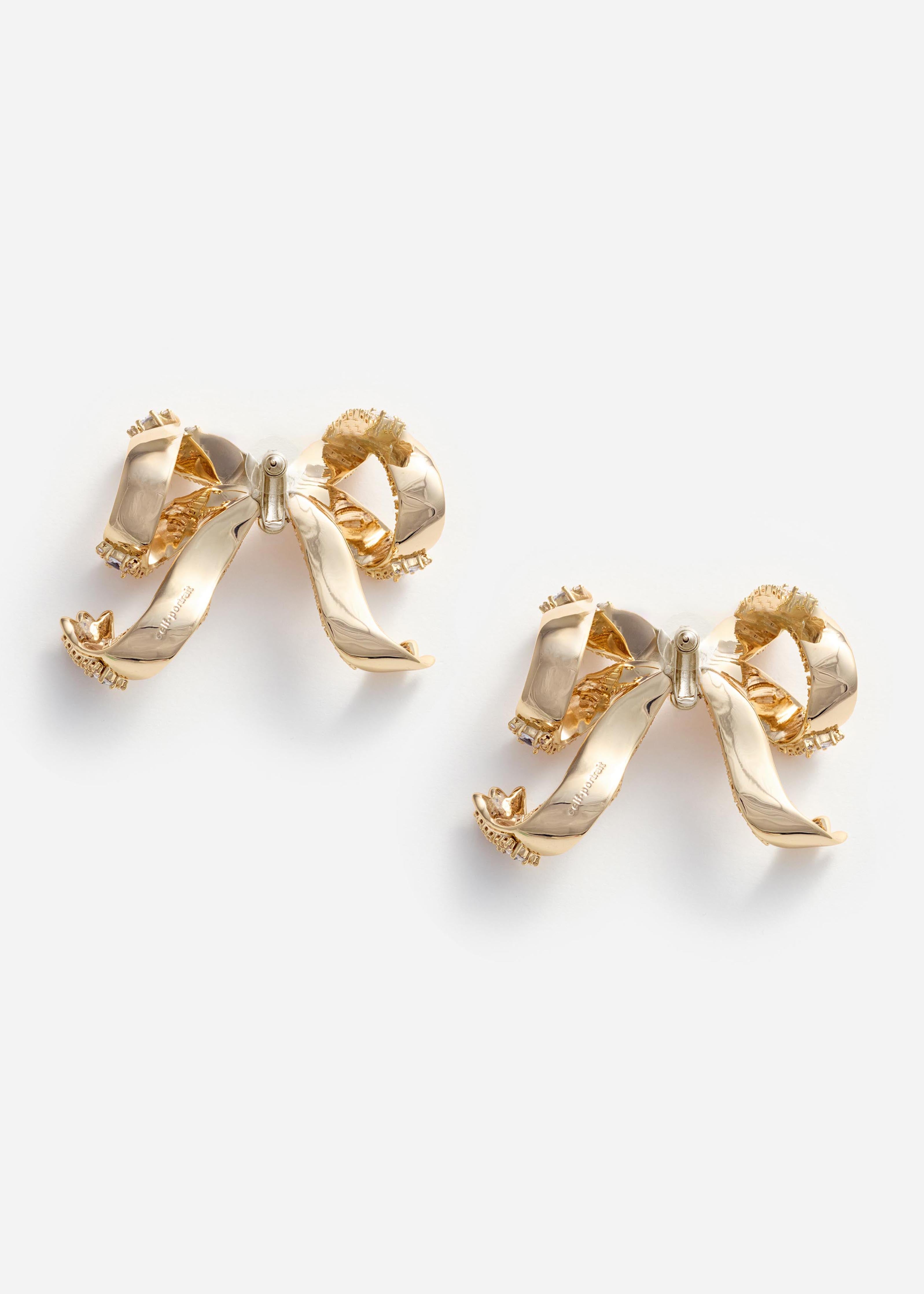 Self Portrait Gold Crystal Bow Ohrringe Gold Schleife