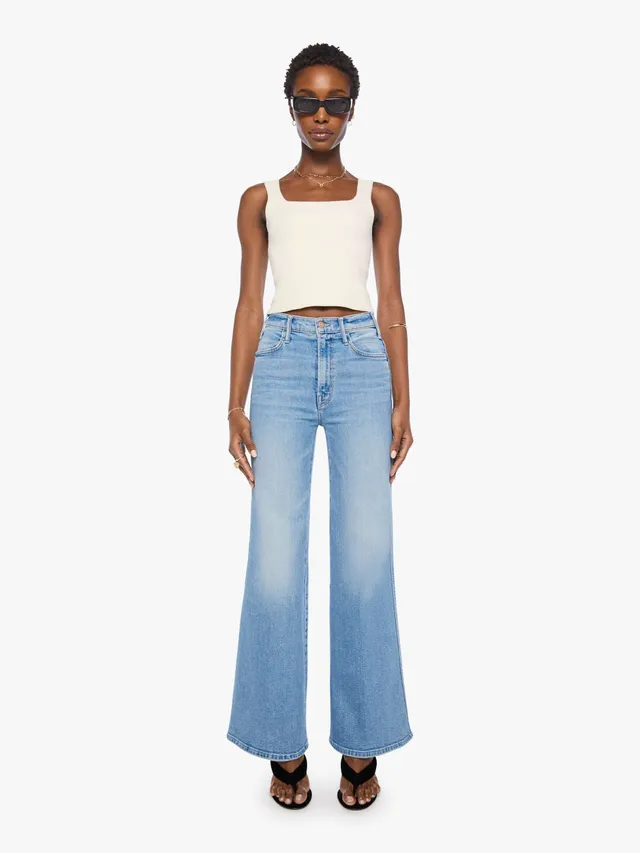 Mother Denim Hustler Roller Double Sneak Jeans Saddle Up
