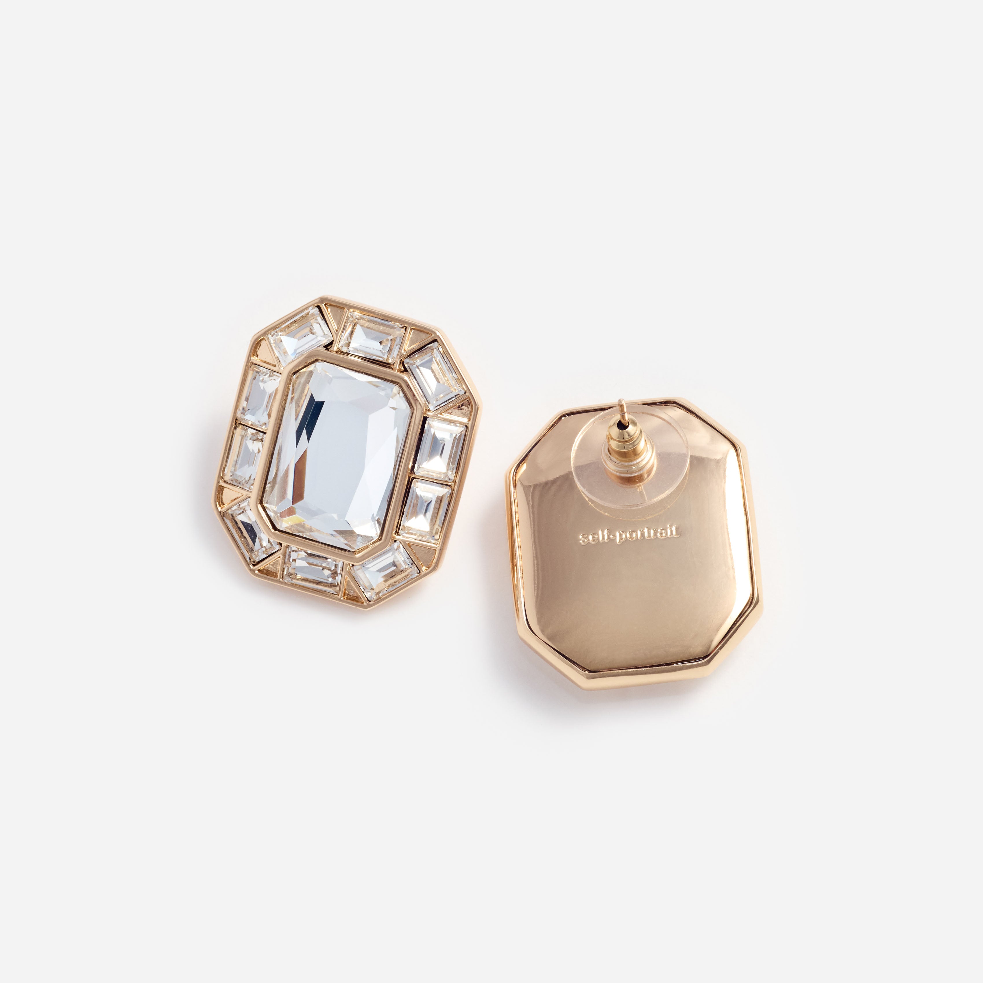 Self Portrait Crystal Ohrringe gold eckig Kristall