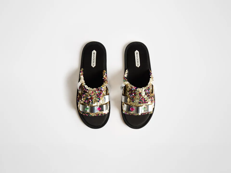 J.W.Anderson Open Toe Slides Pink-Multi Damen Pailletten