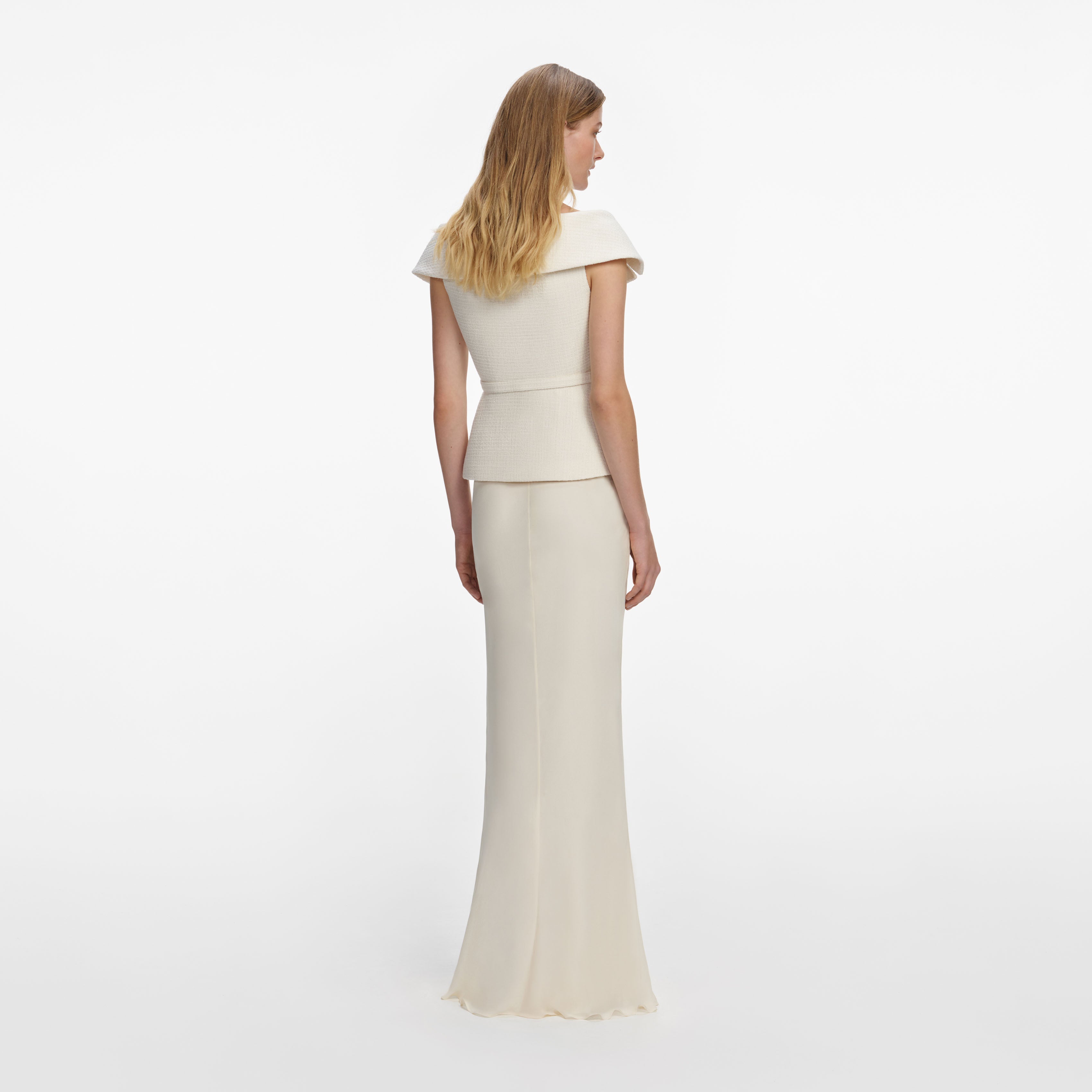 Self Portrait Cream Boucle Maxi Brautkleid Creme Boucle
