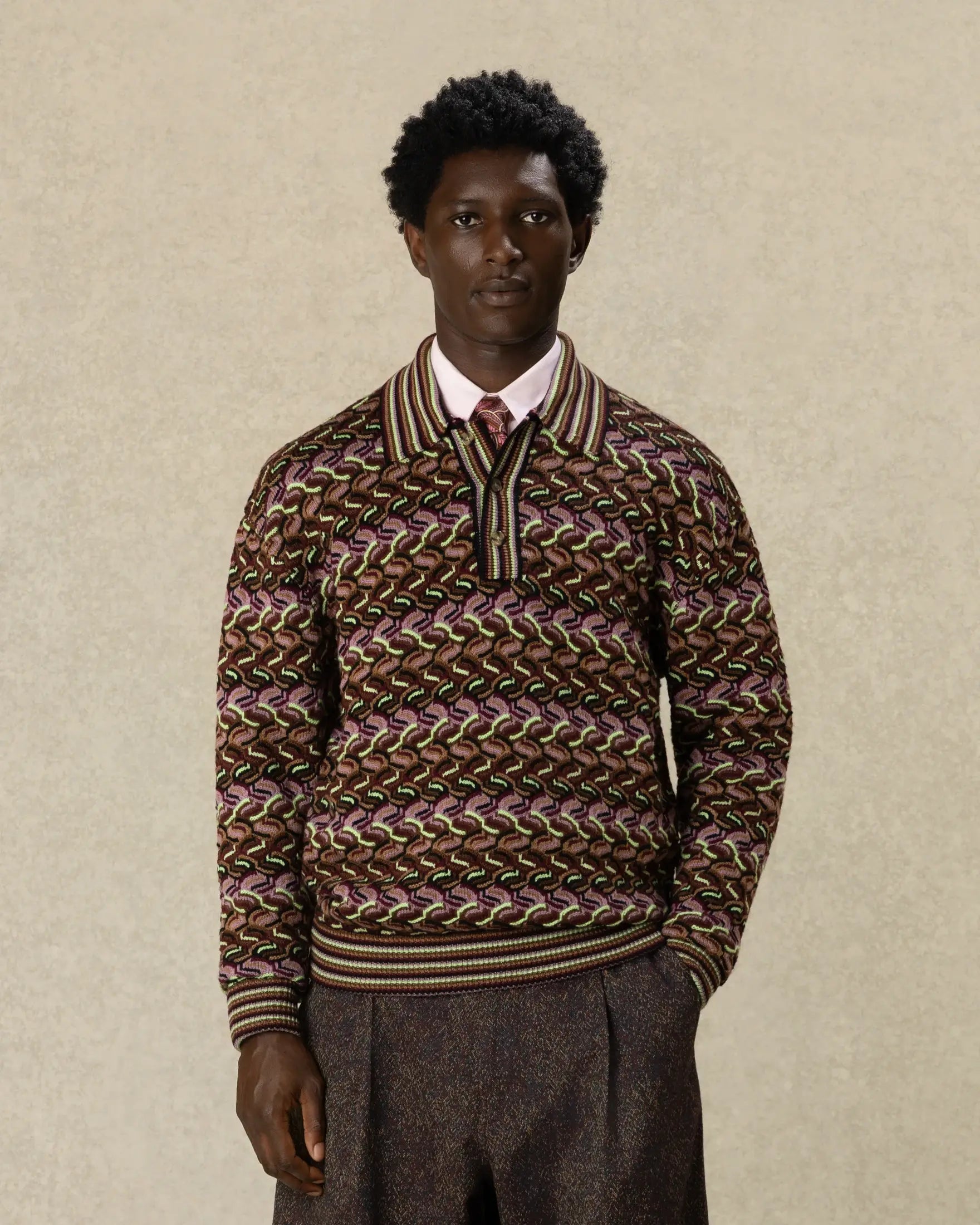 Drôle De Monsieur Coogie Longsleeve Polo Strickpolo Multicolor