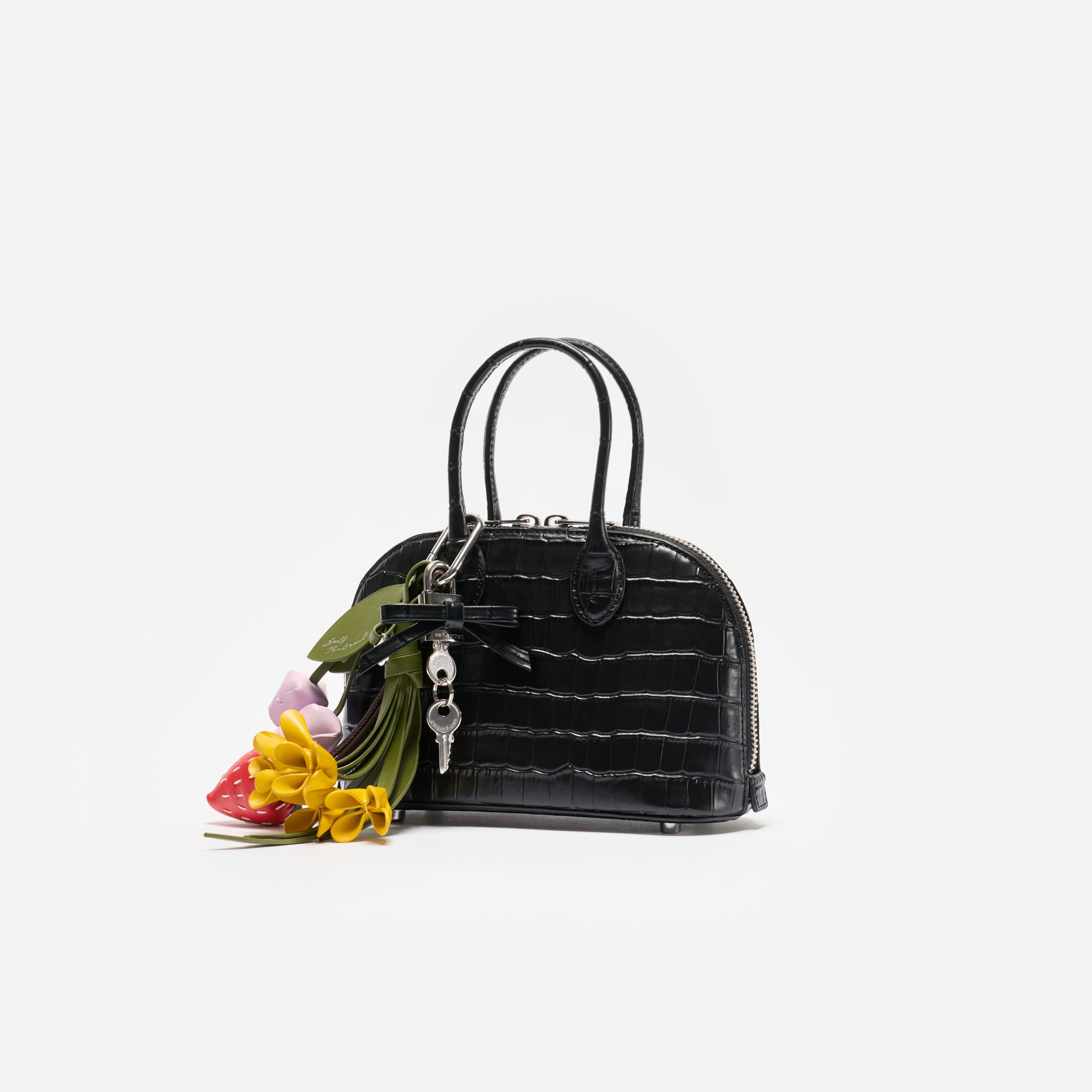 Self Portrait Mini Tasche Schwarz Leder geprägt