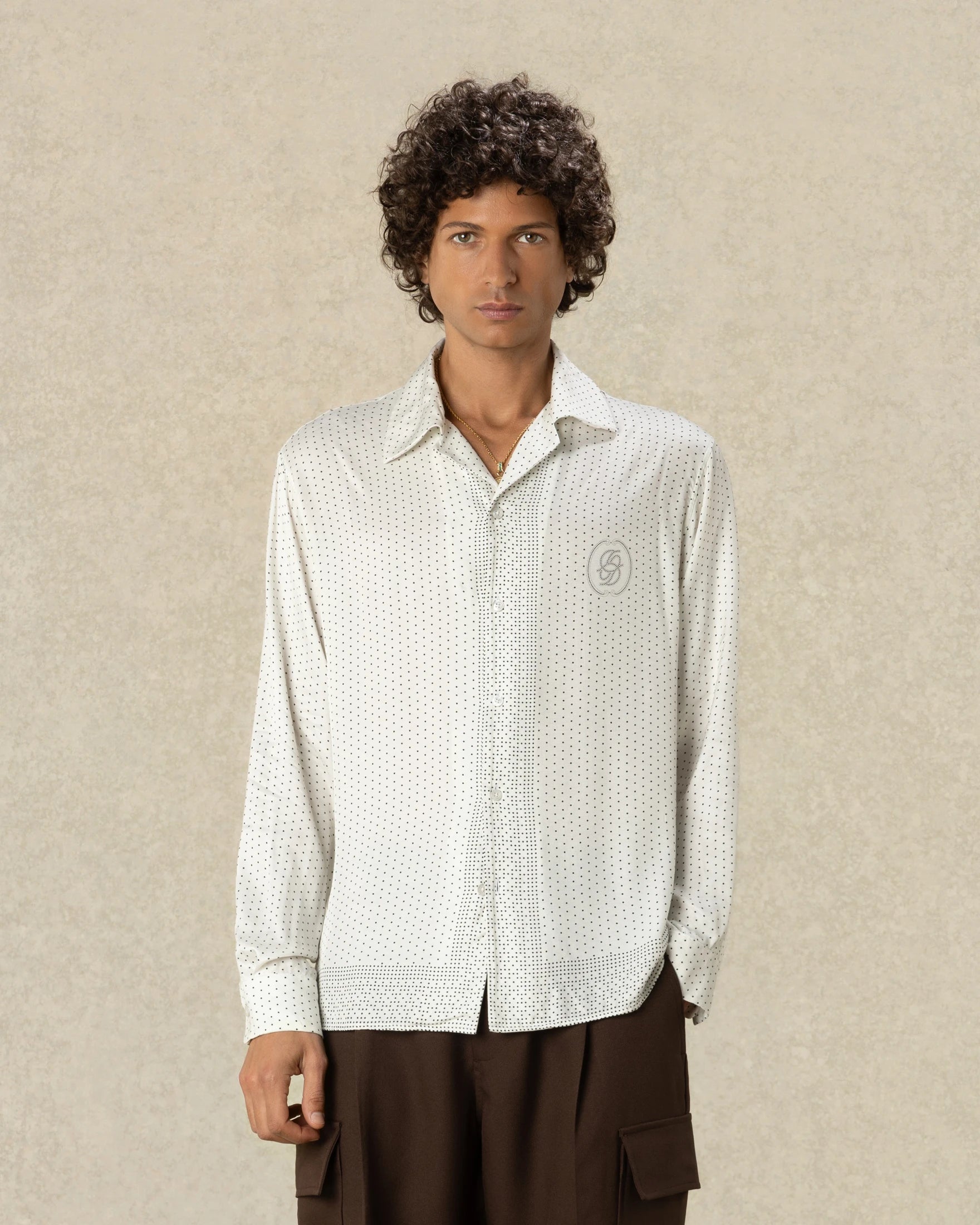 Drôle De Monsieur Notcha Dots Print Hemd Viskose Weiß